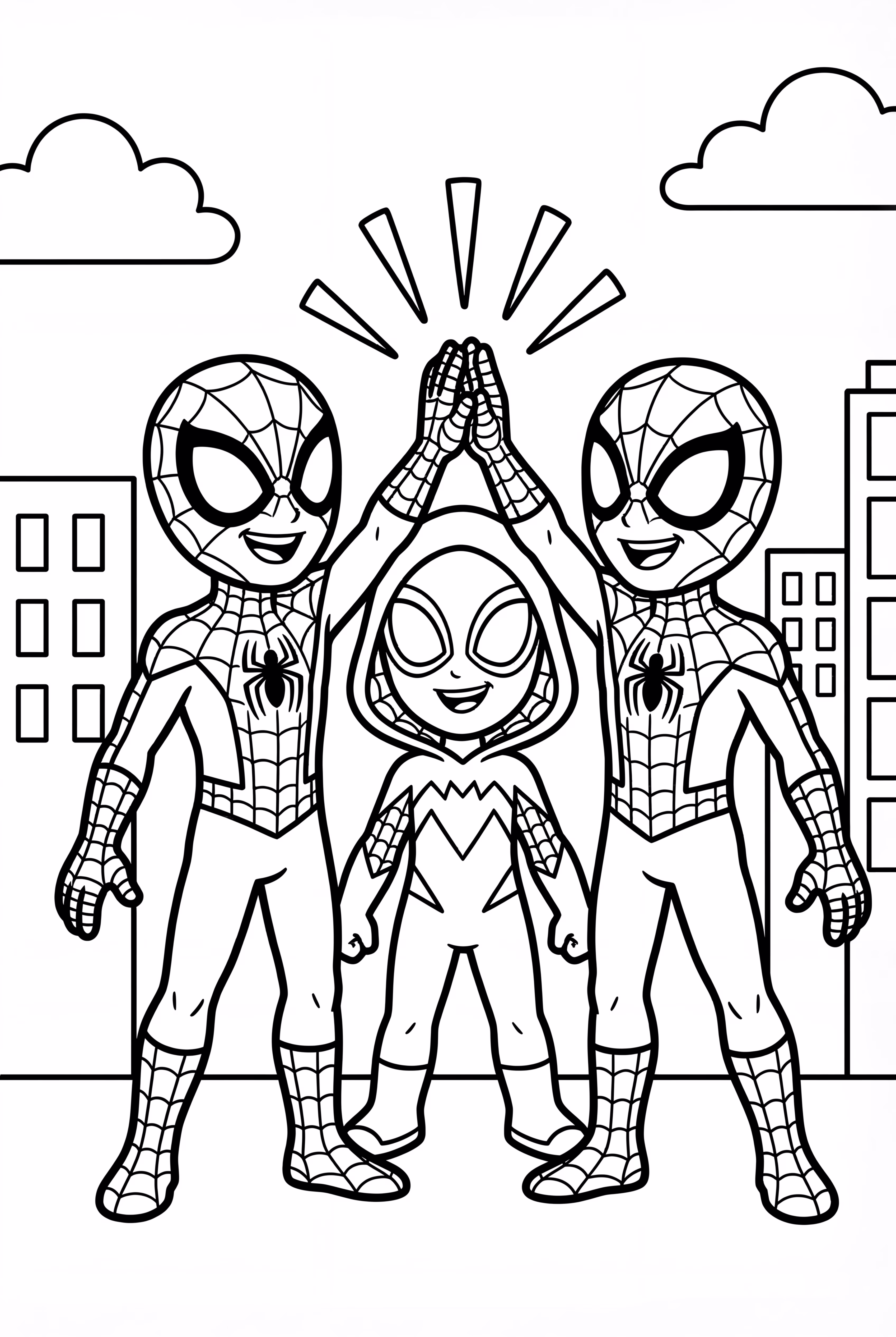 Spidey und seine unglaublichen Freunde teilen einen High Five
