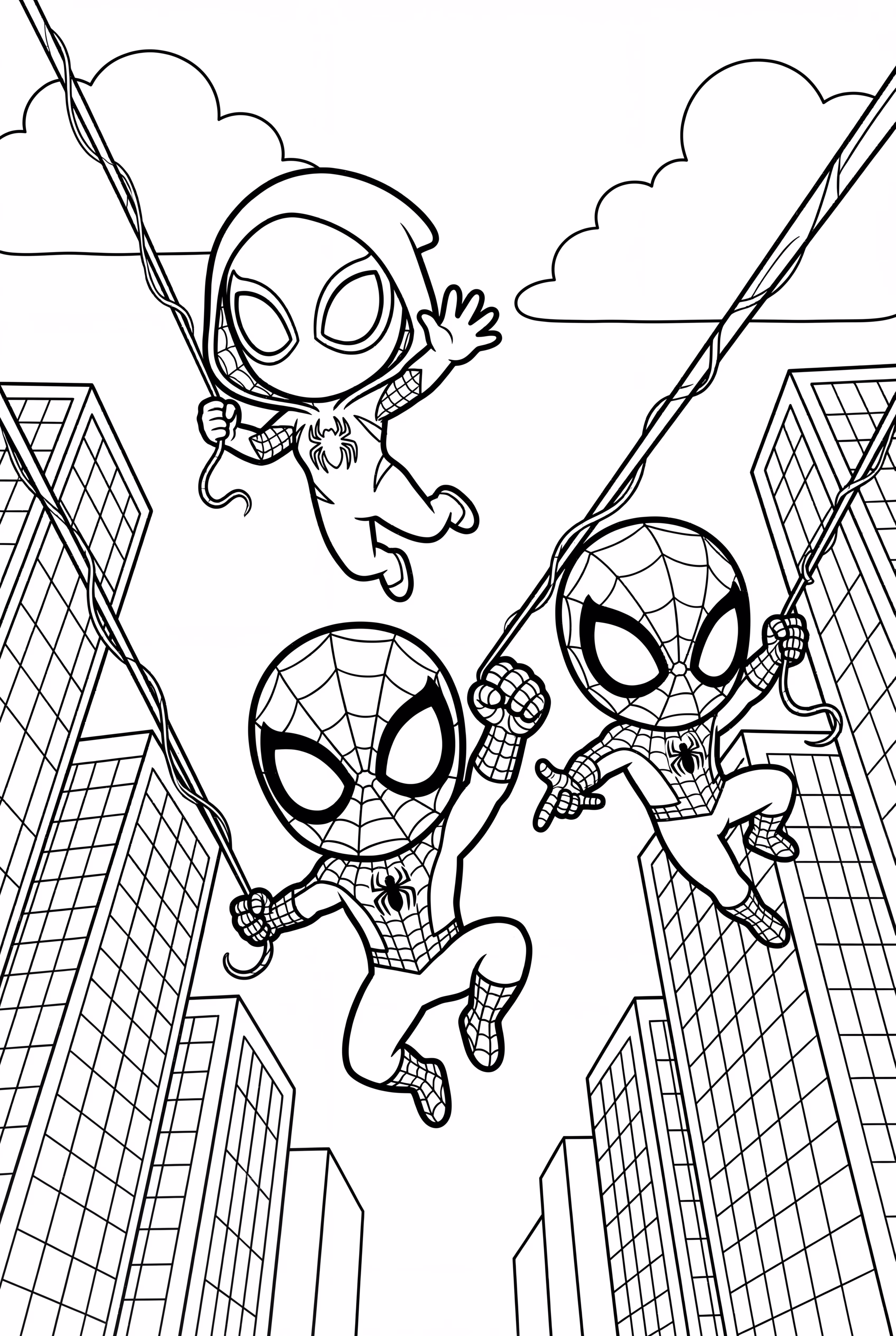 Spidey und seine fantastischen Freunde schwingen an Wolkenkratzern vorbei