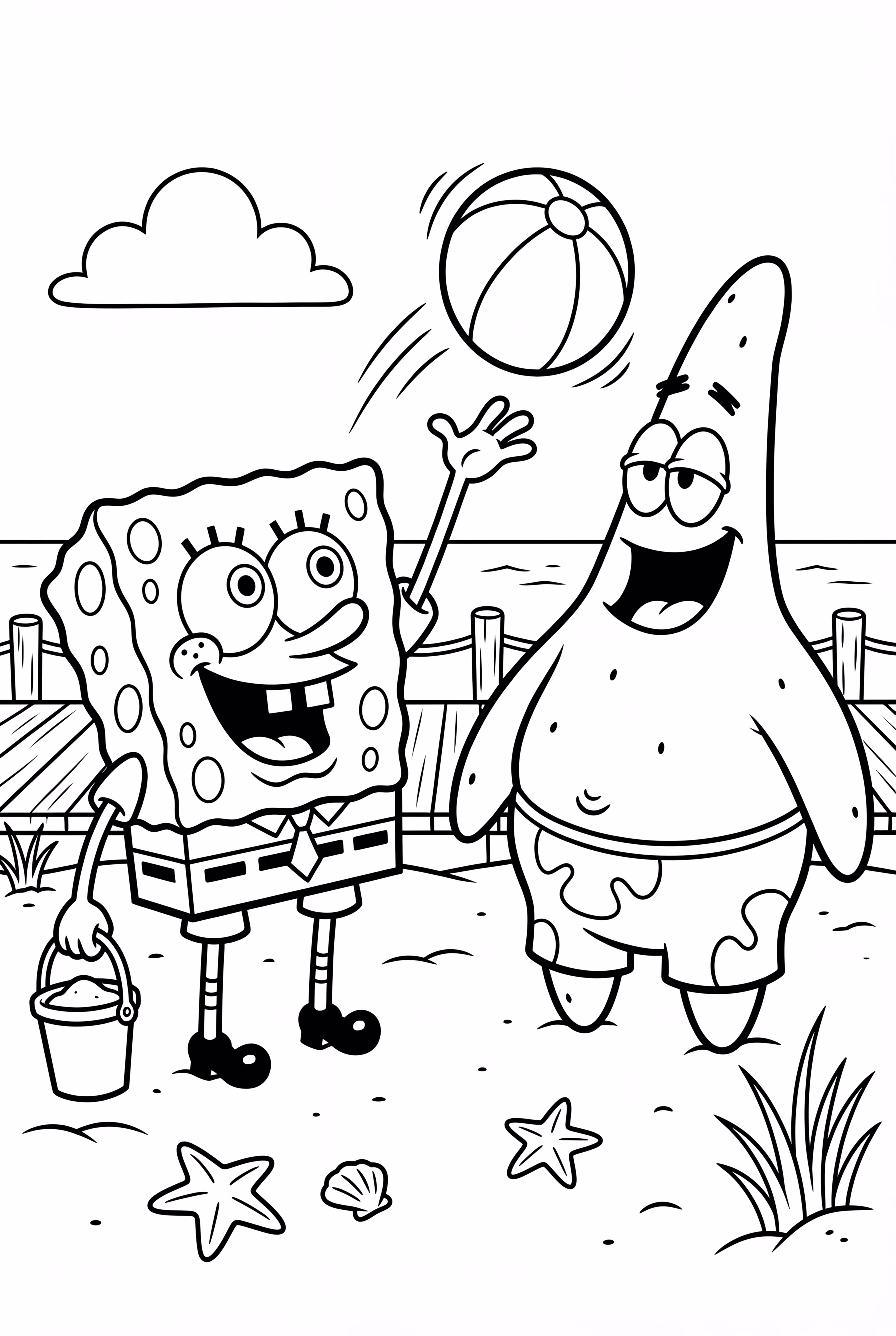 Spongebob and Patrick at the Beach