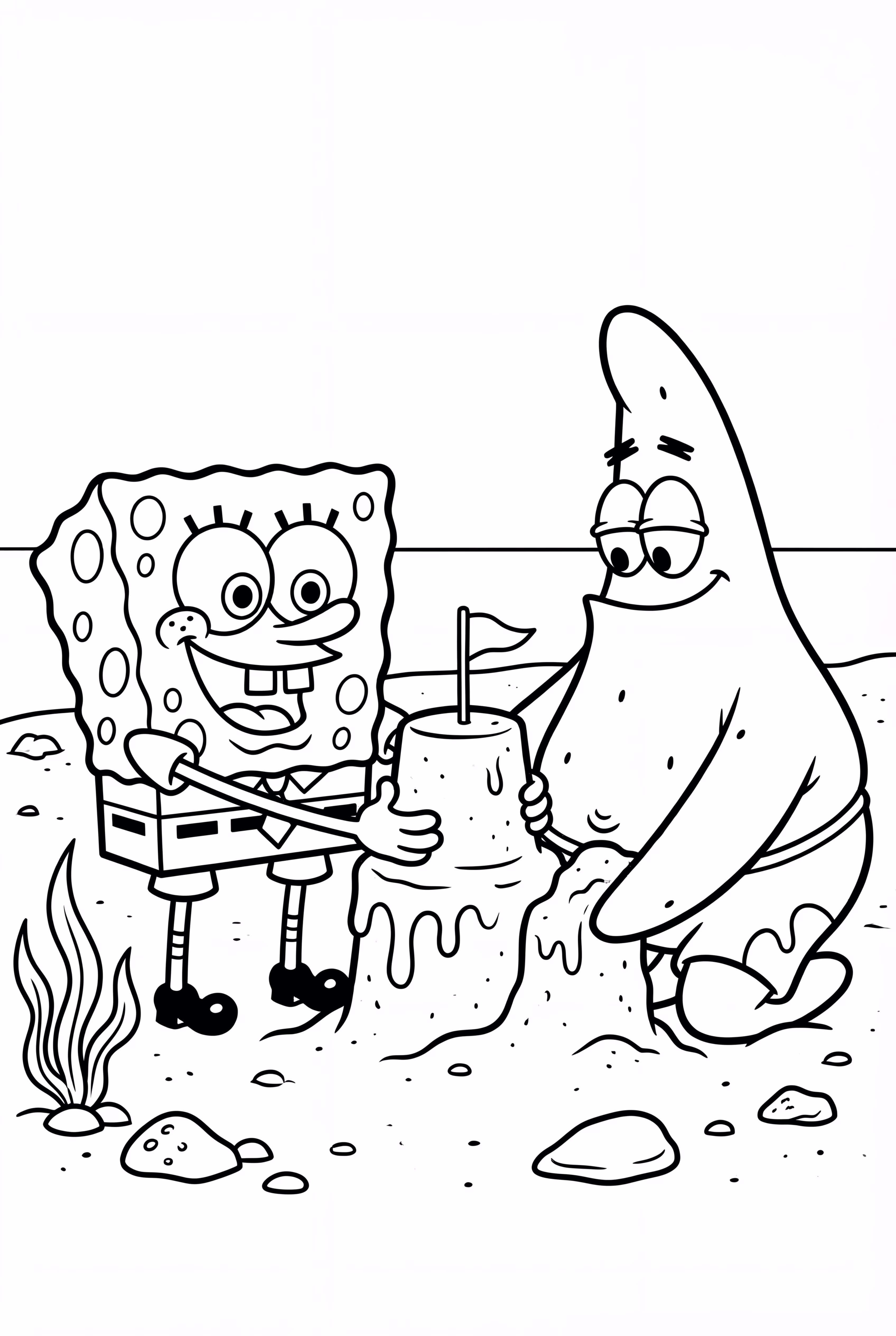 Spongebob Building Sandcastle At Goo Lagoon