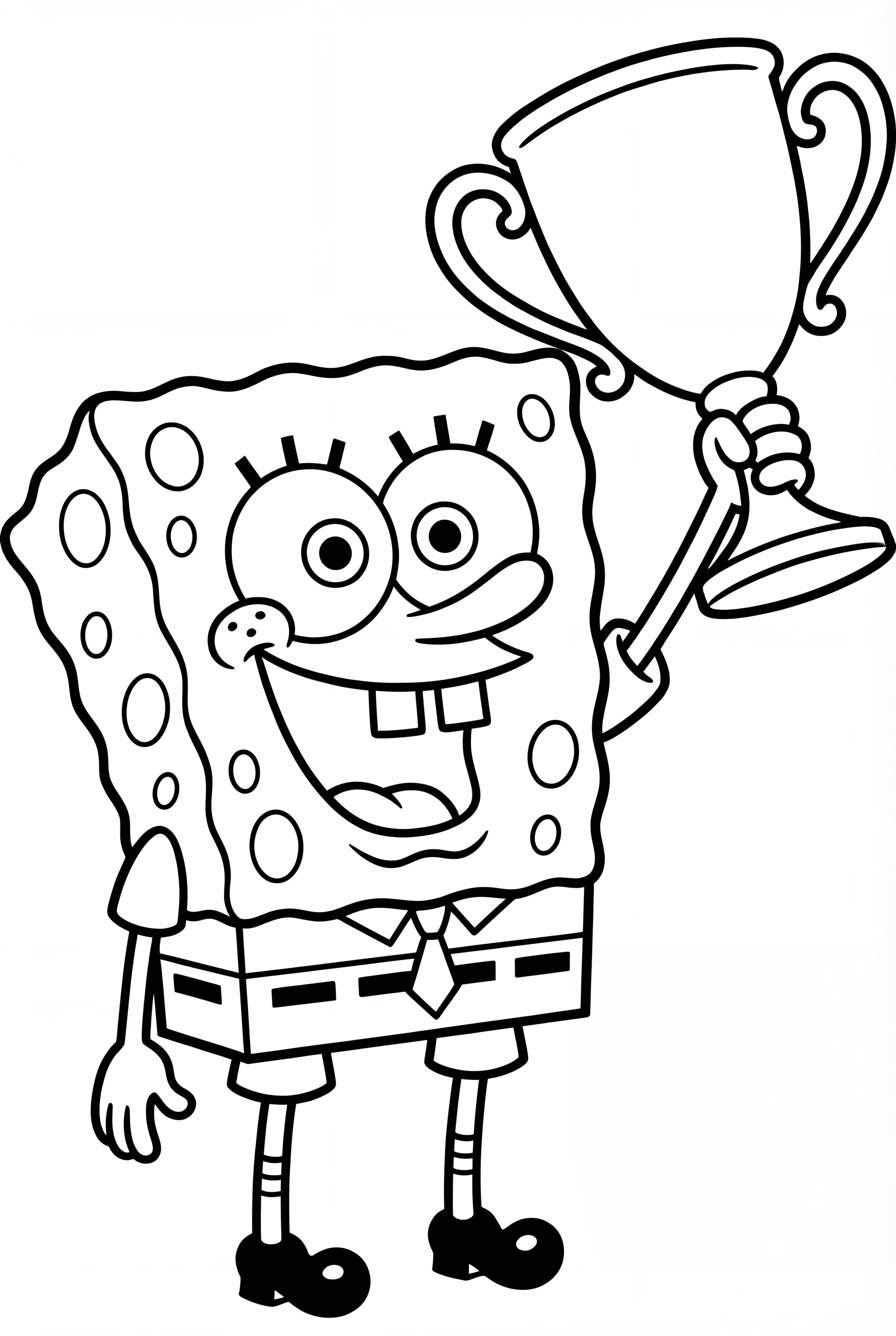 Spongebob Holding Football Trophy
