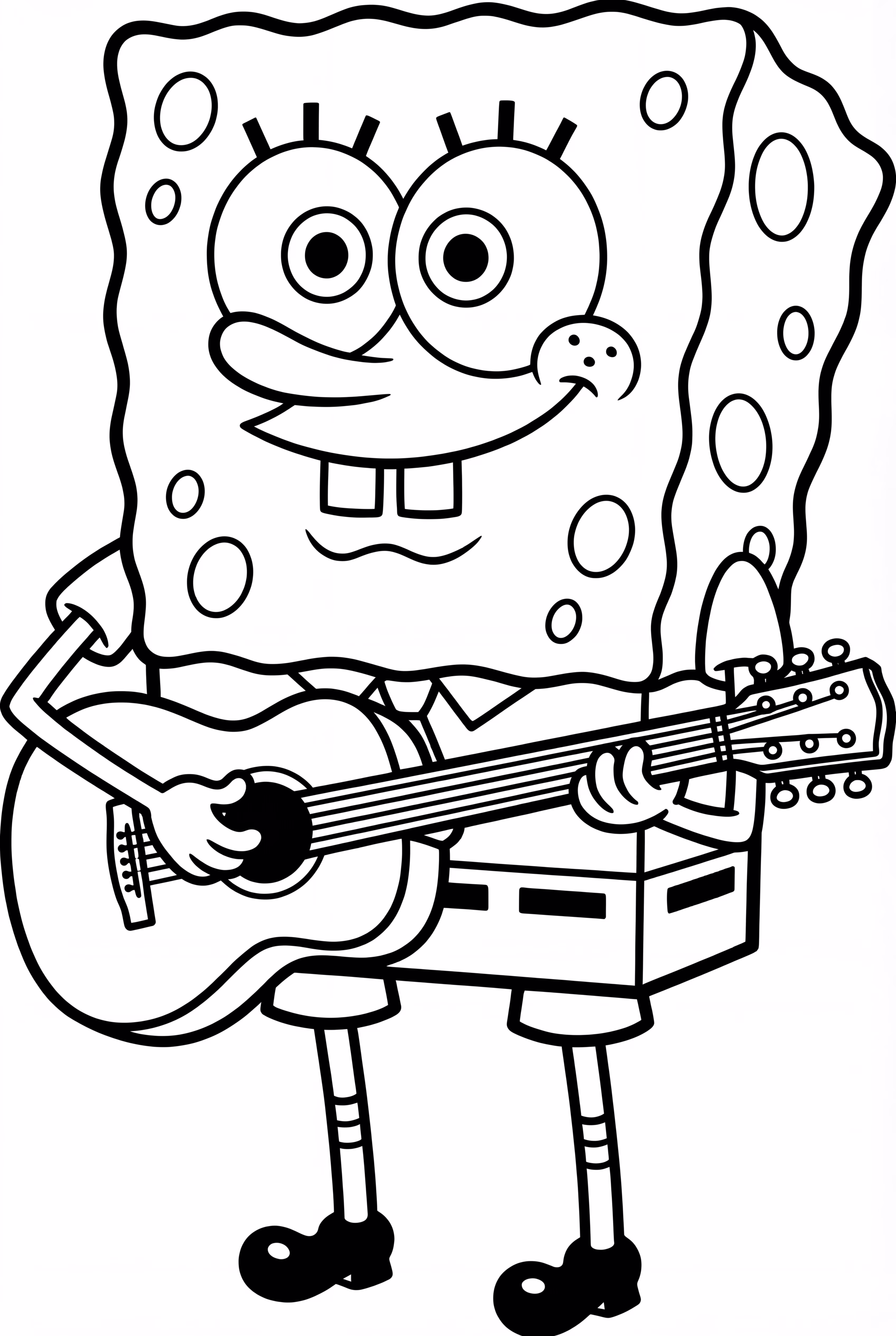 Spongebob Playing Guitar At Bubble Bowl