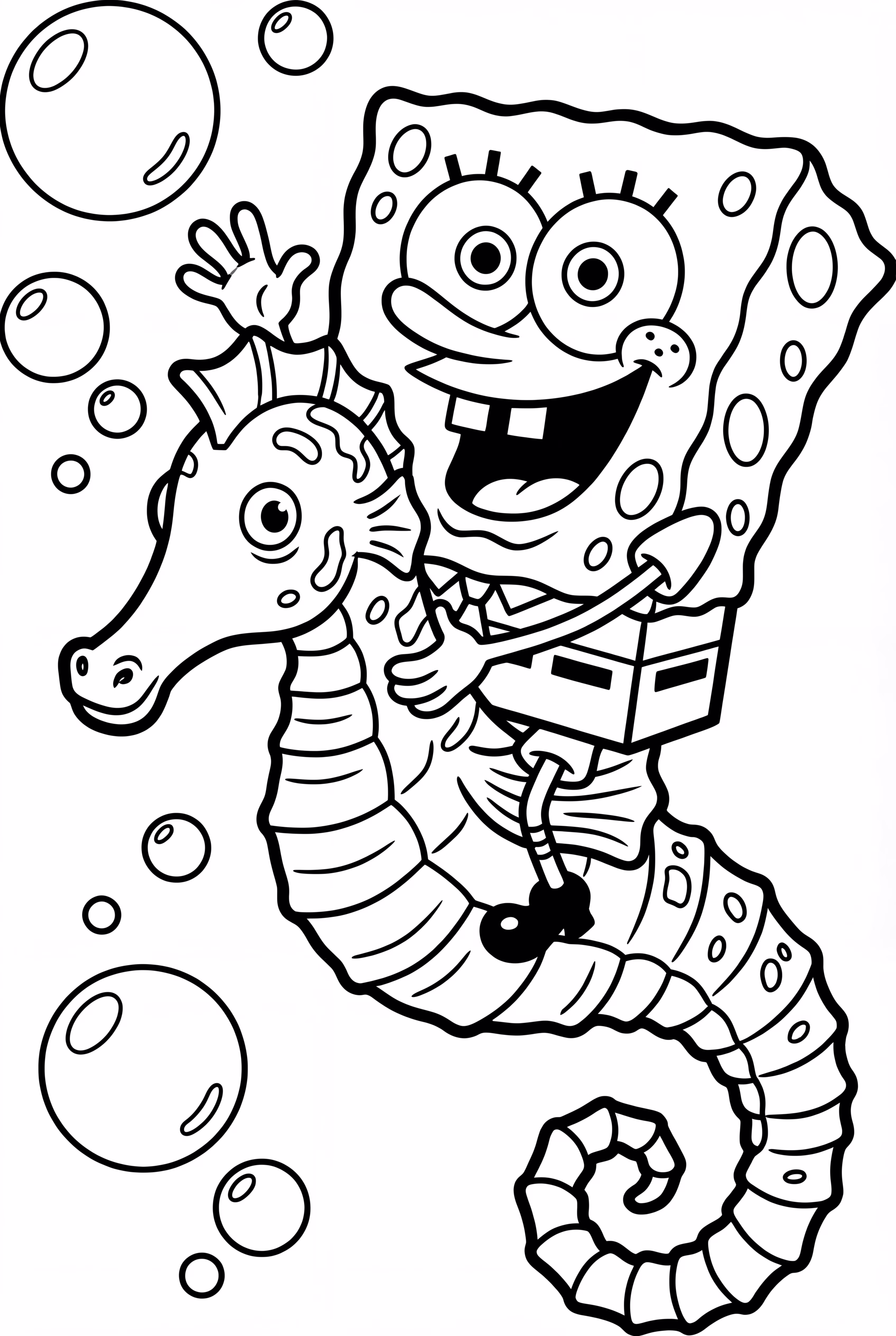 Spongebob Riding Seahorse