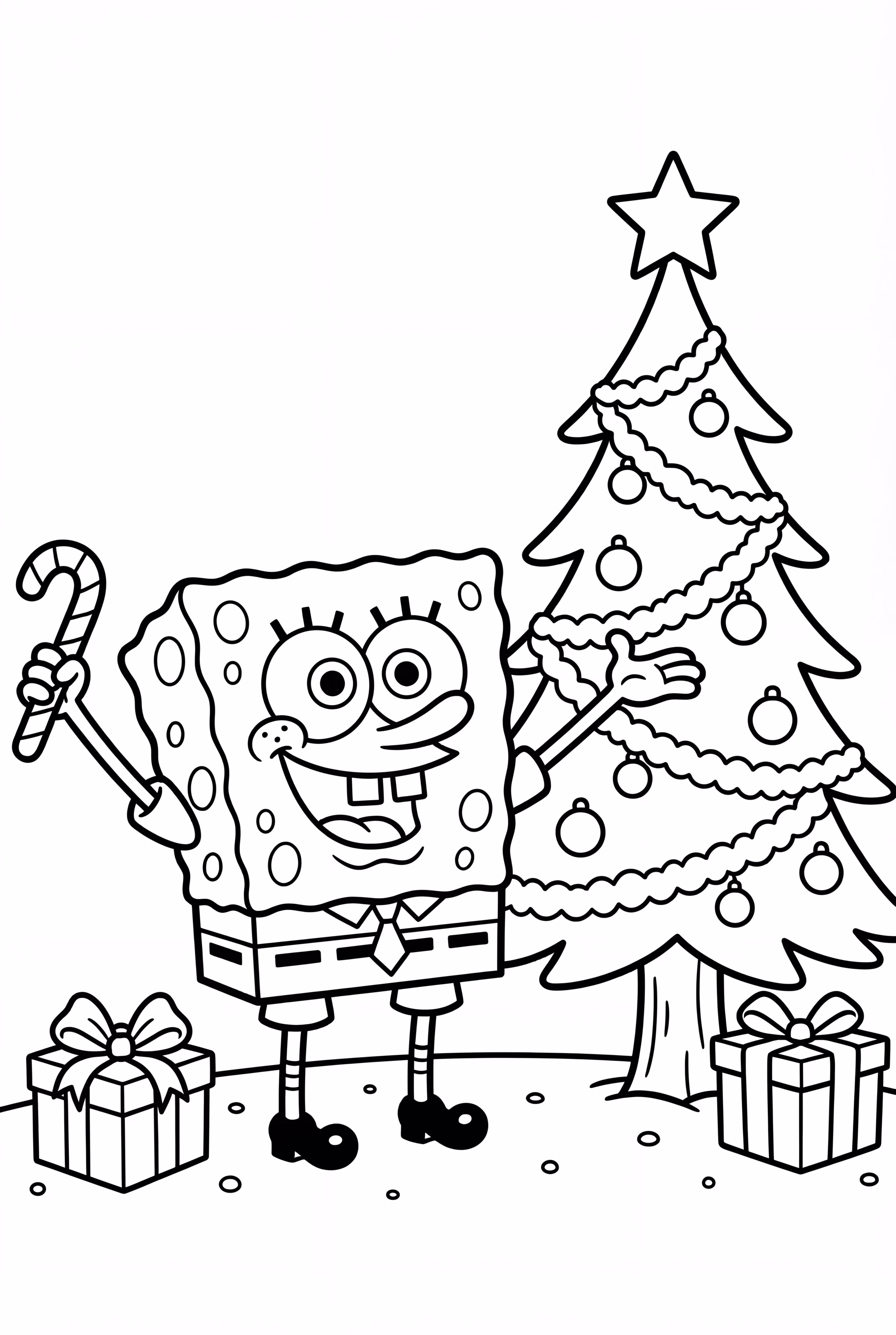 Spongebob With Christmas Tree Decorations