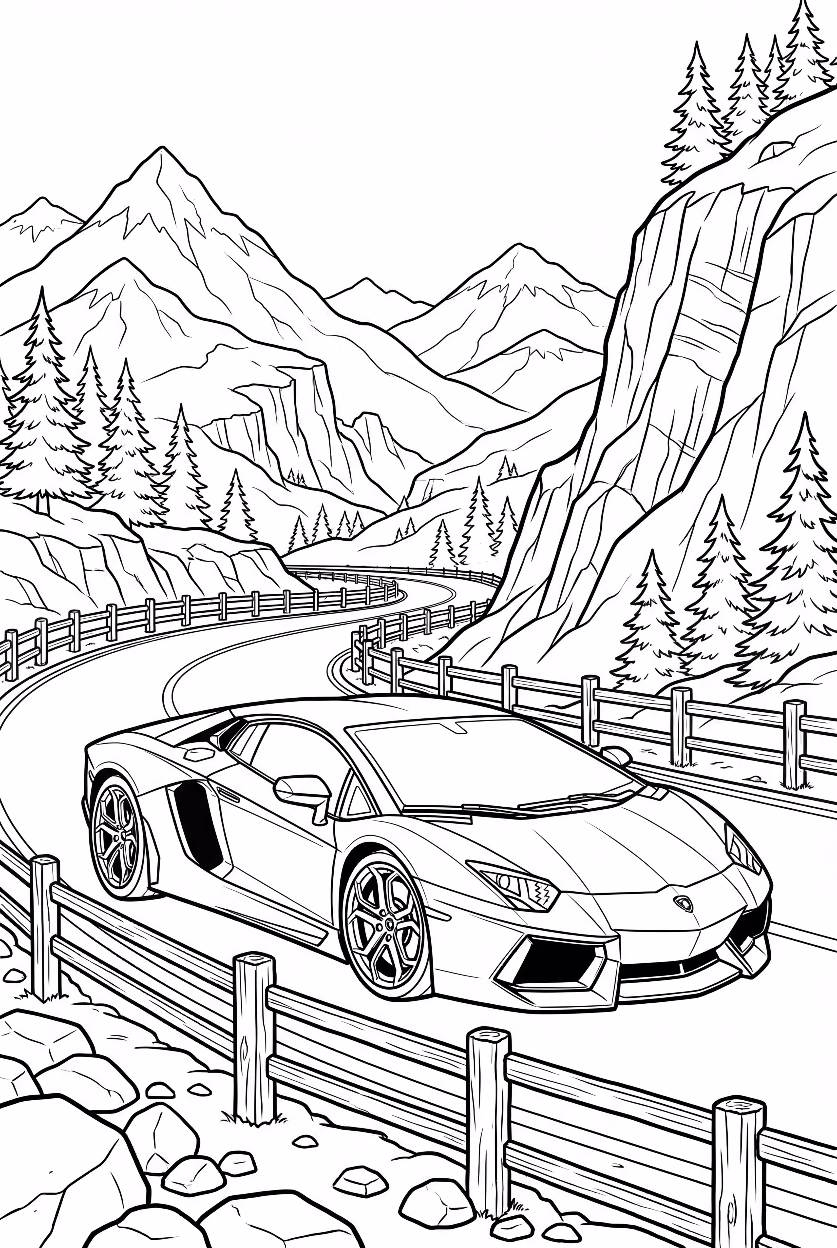 Coche Deportivo en el Camino de Montaña-2