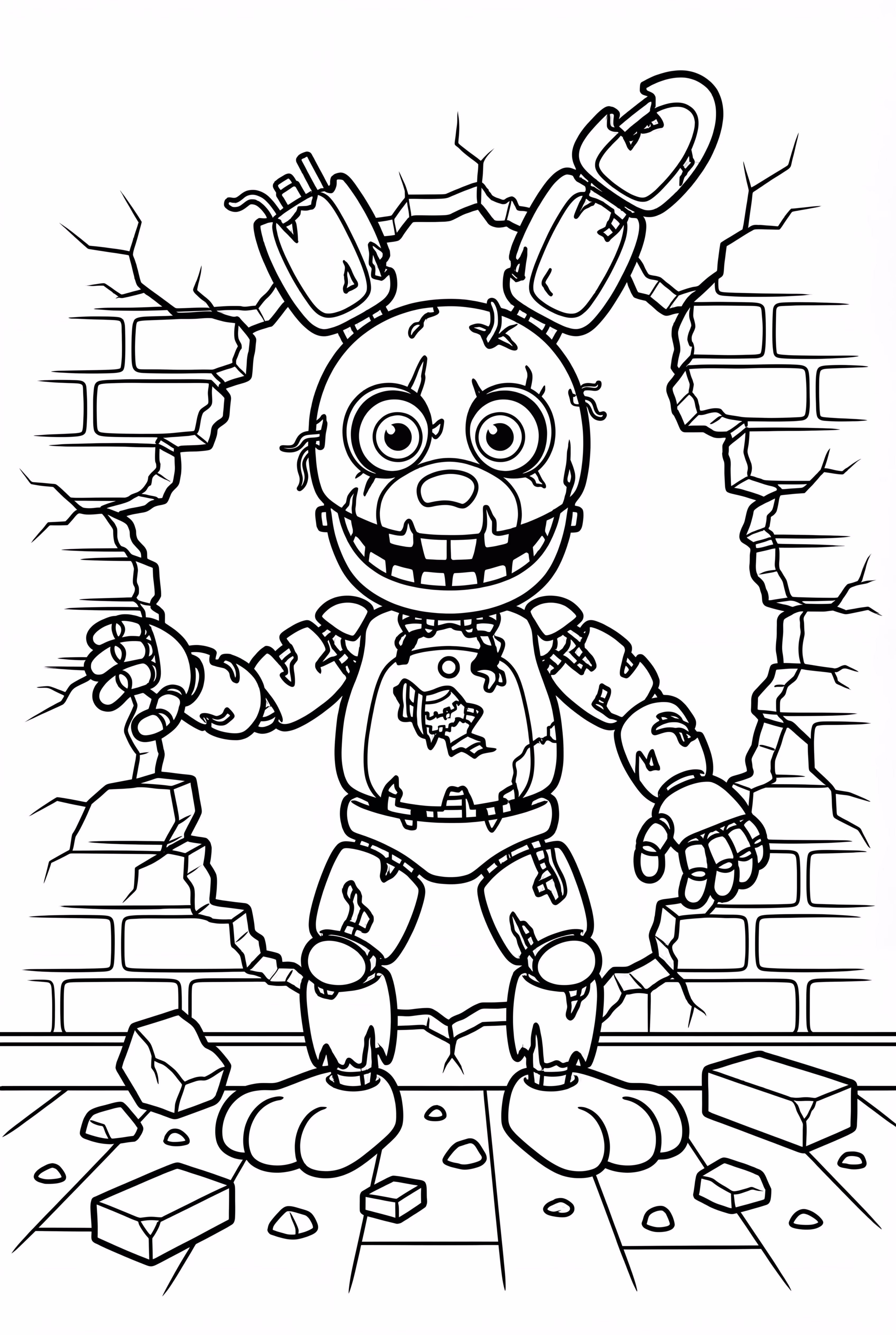 Springtrap Espiando Através da Parede Quebrada