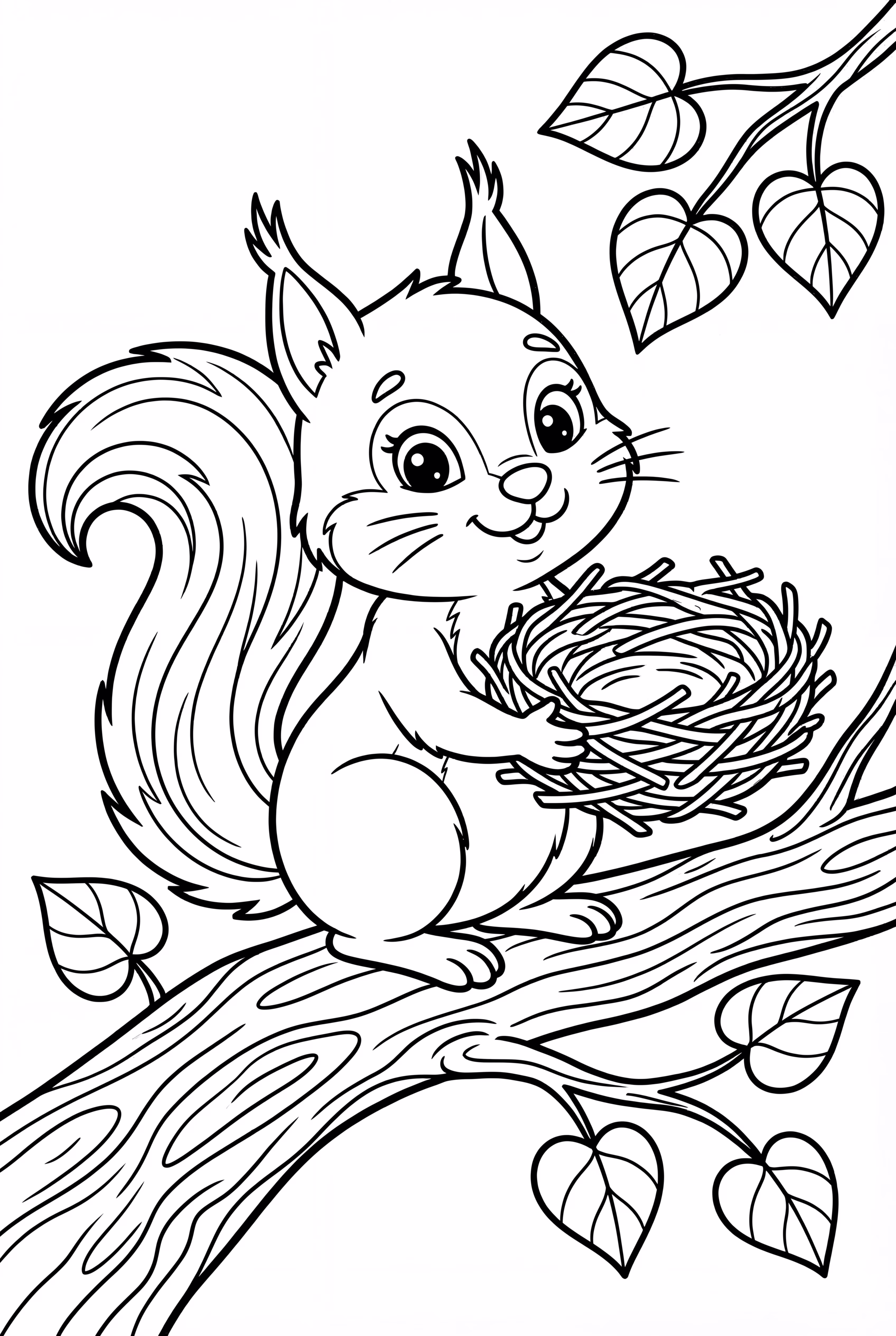 Ardilla Construyendo un Nido Acogedor