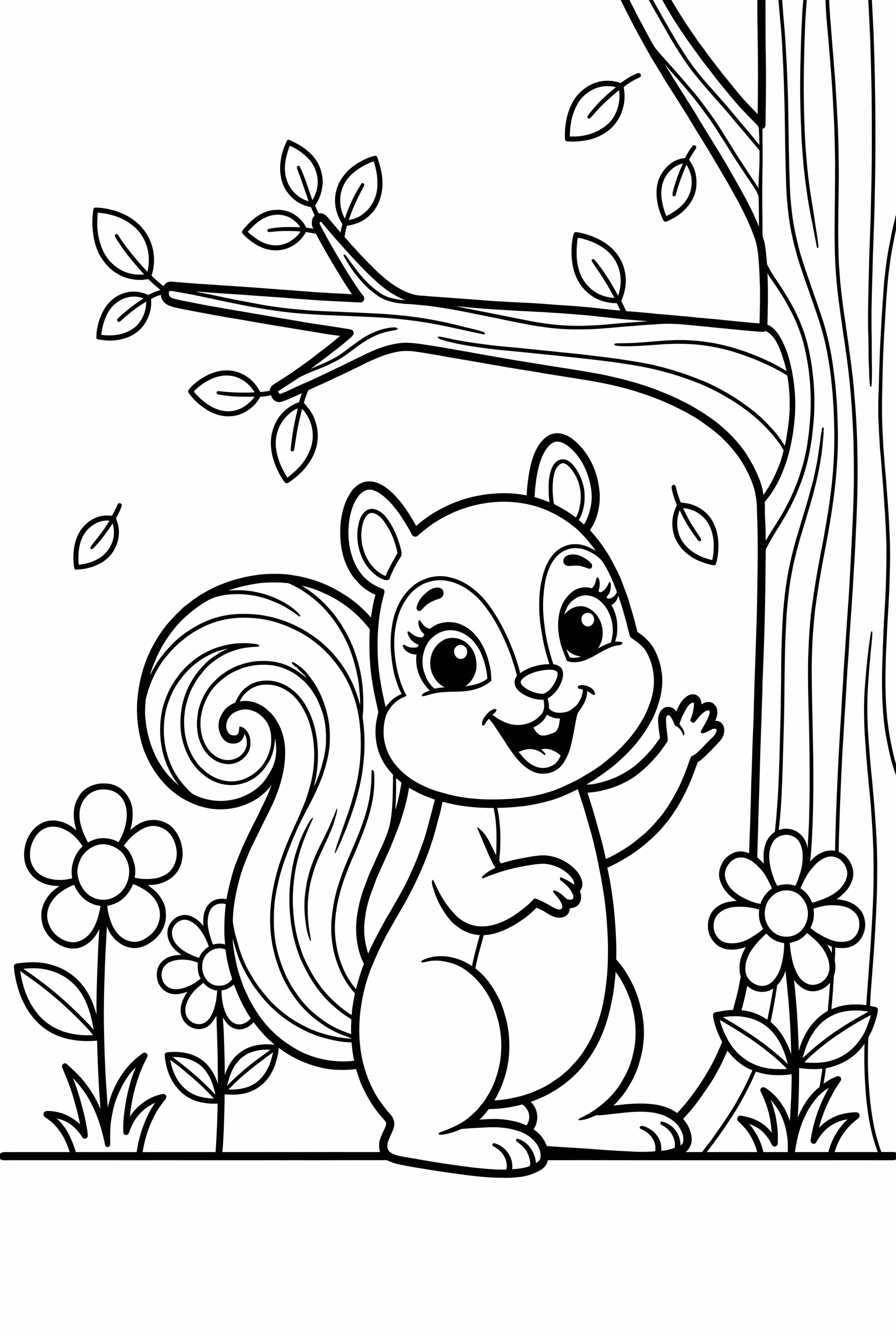 Squirrel Exploring a Backyard Garden