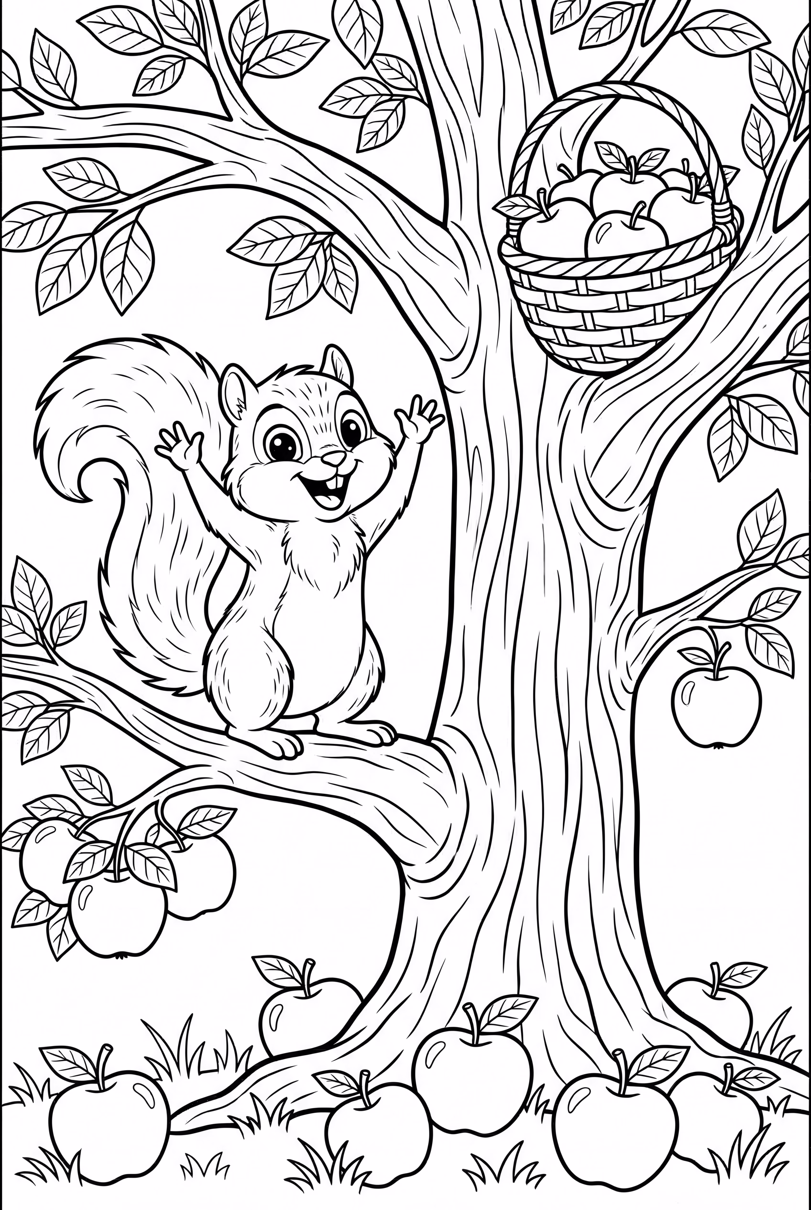 Squirrel Gathering Apples from the Tree-2