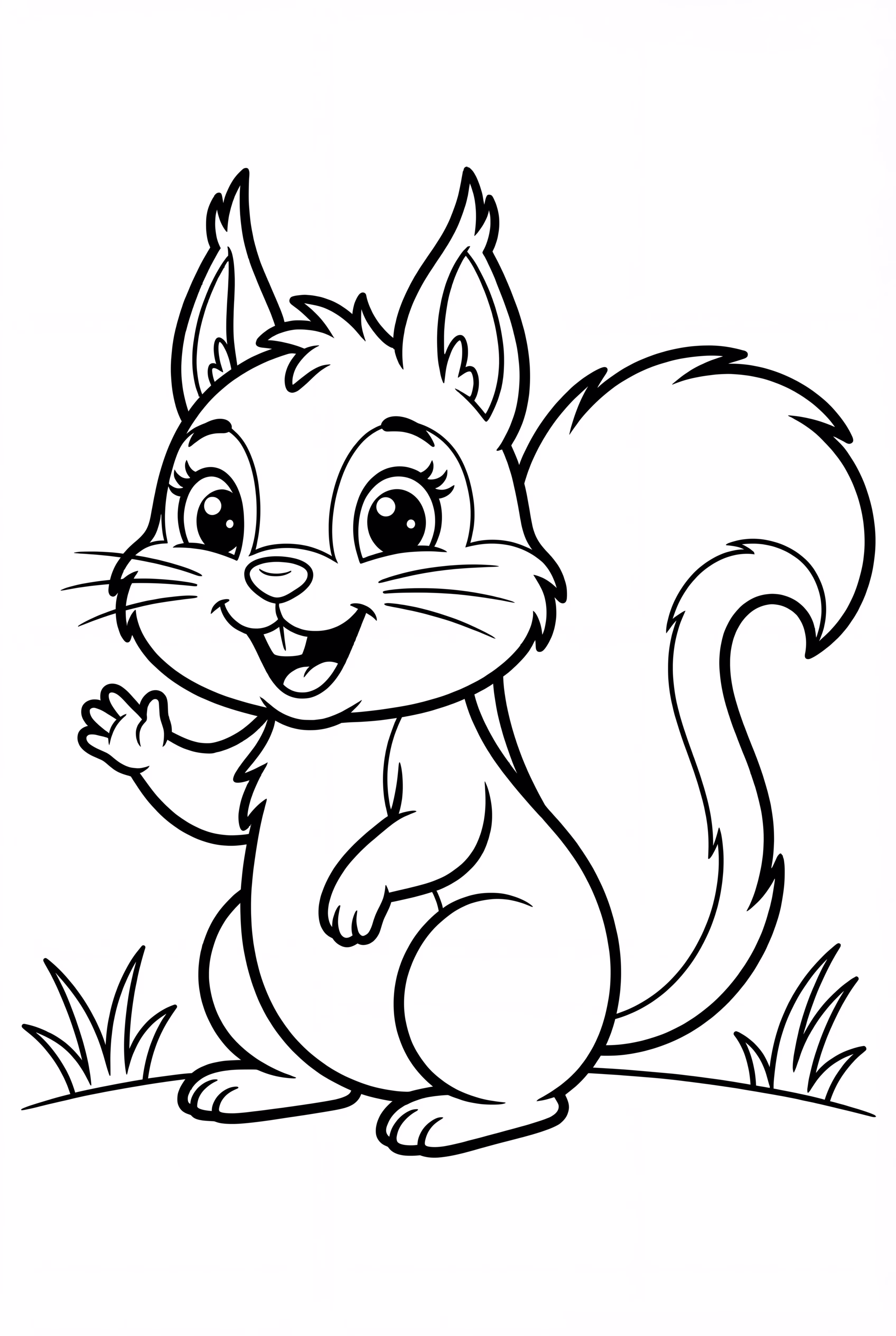 木の枝の間を跳ねるリス