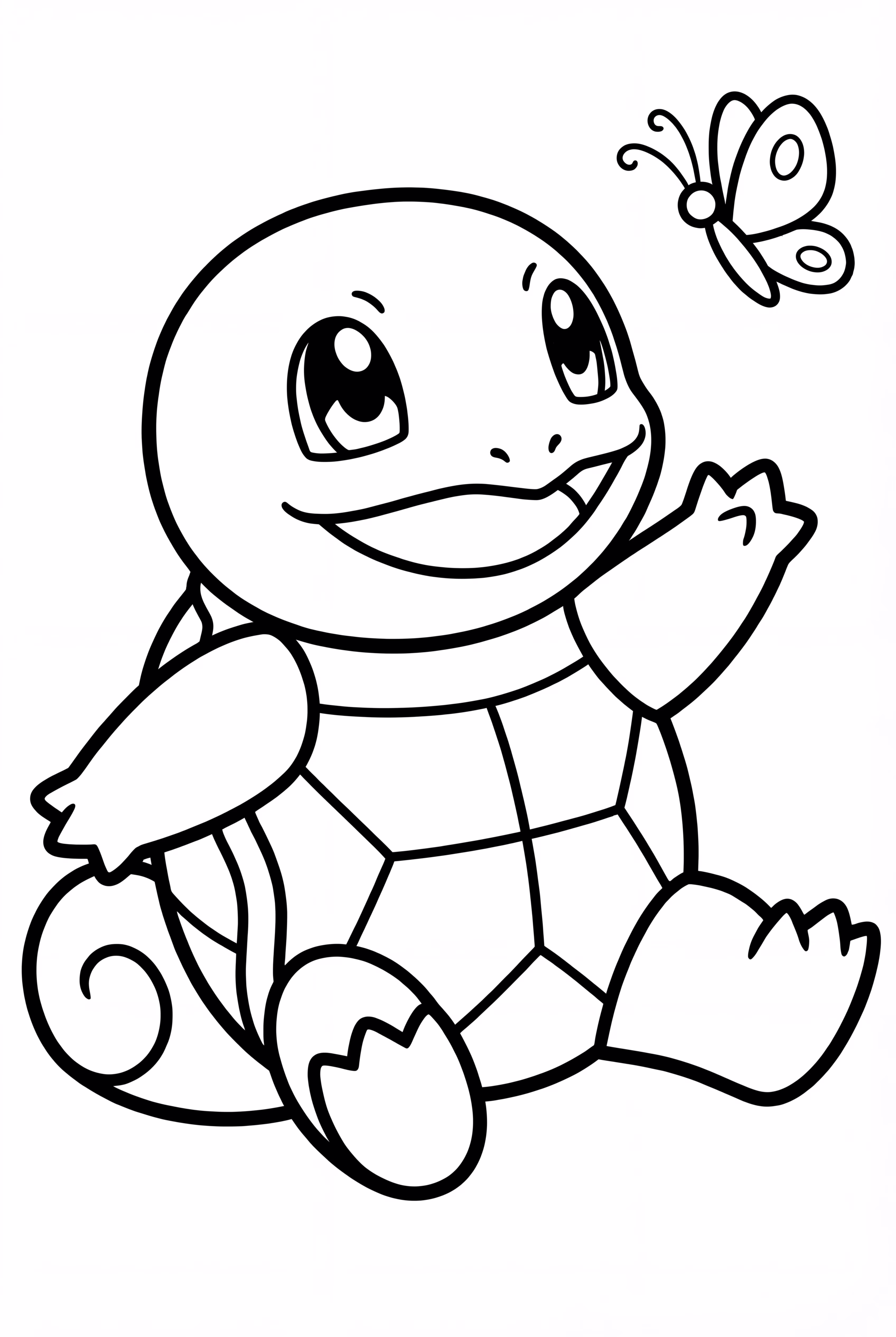 Carapuce et un petit papillon