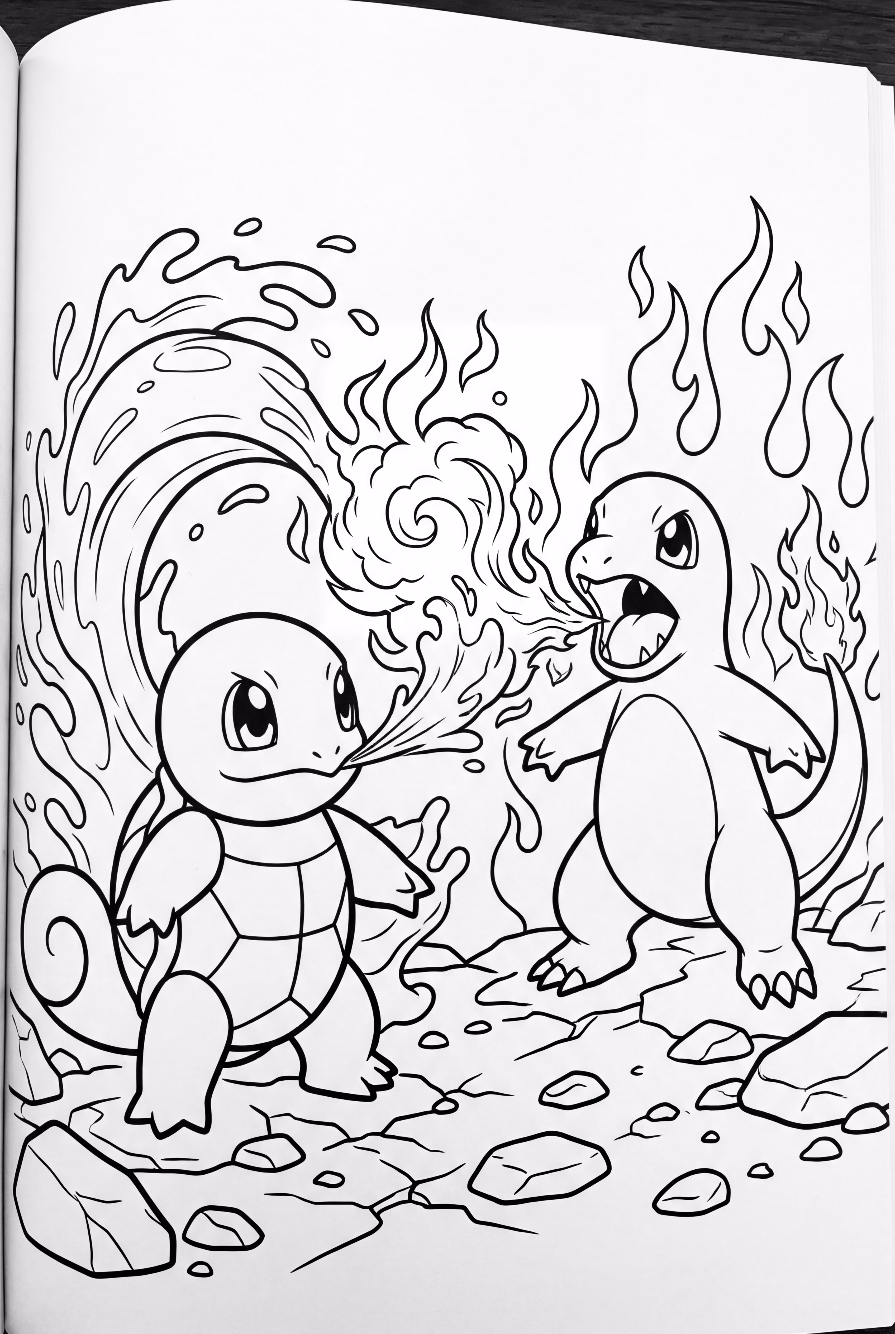 Carapuce dans un combat acharné contre Salamèche