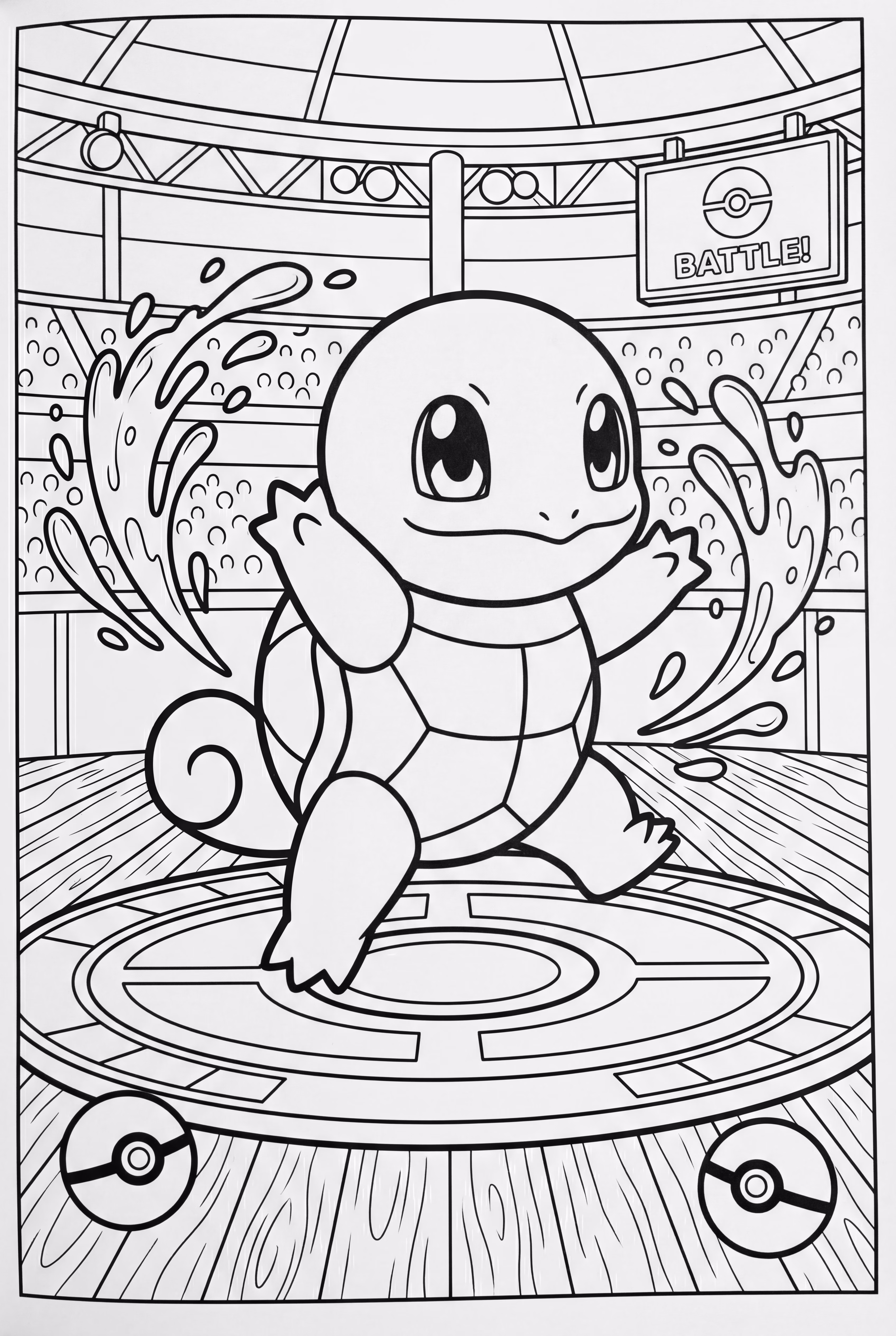 Carapuce dans une arène de combat de Pokémon