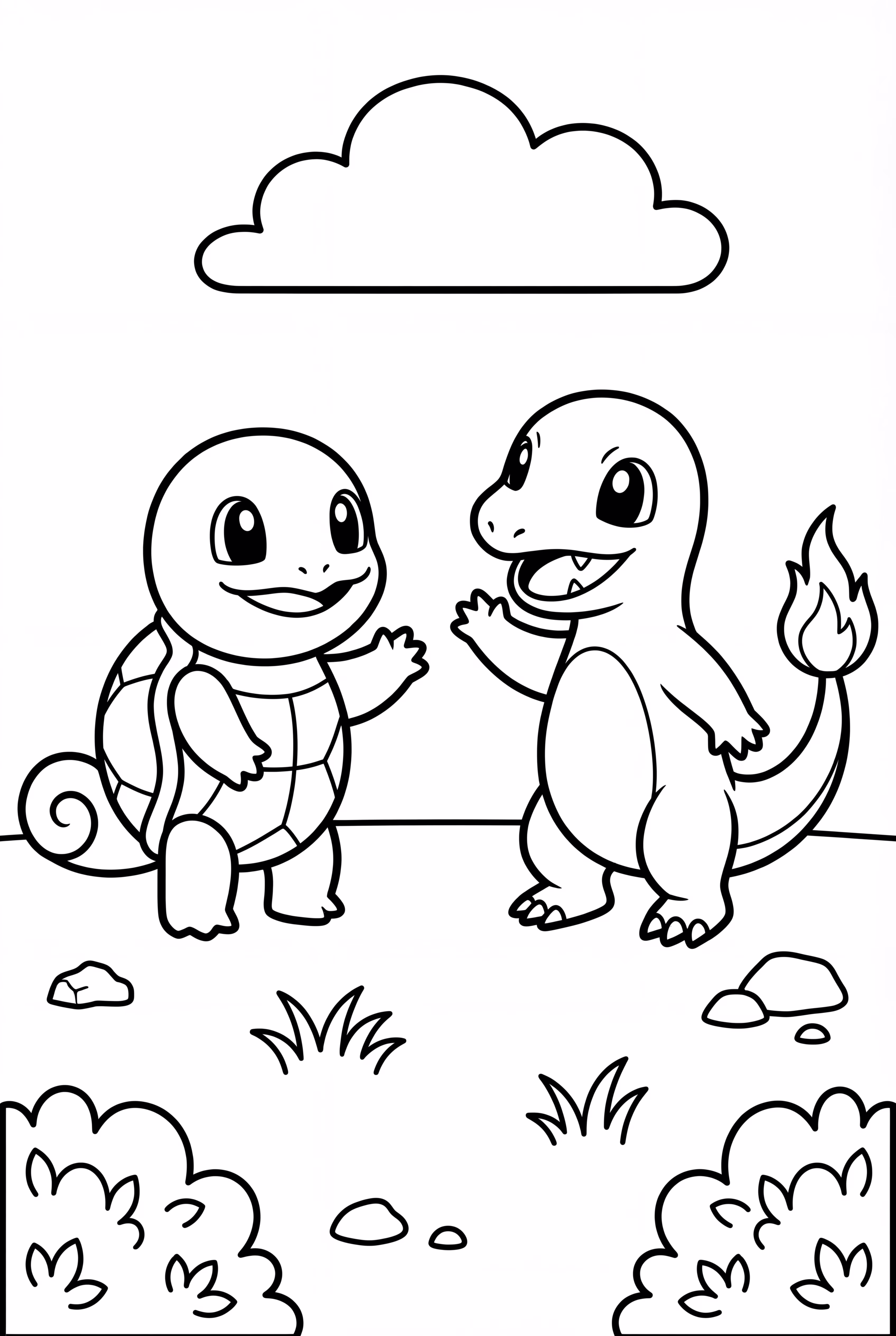 Squirtle Meeting A Curious Charmander