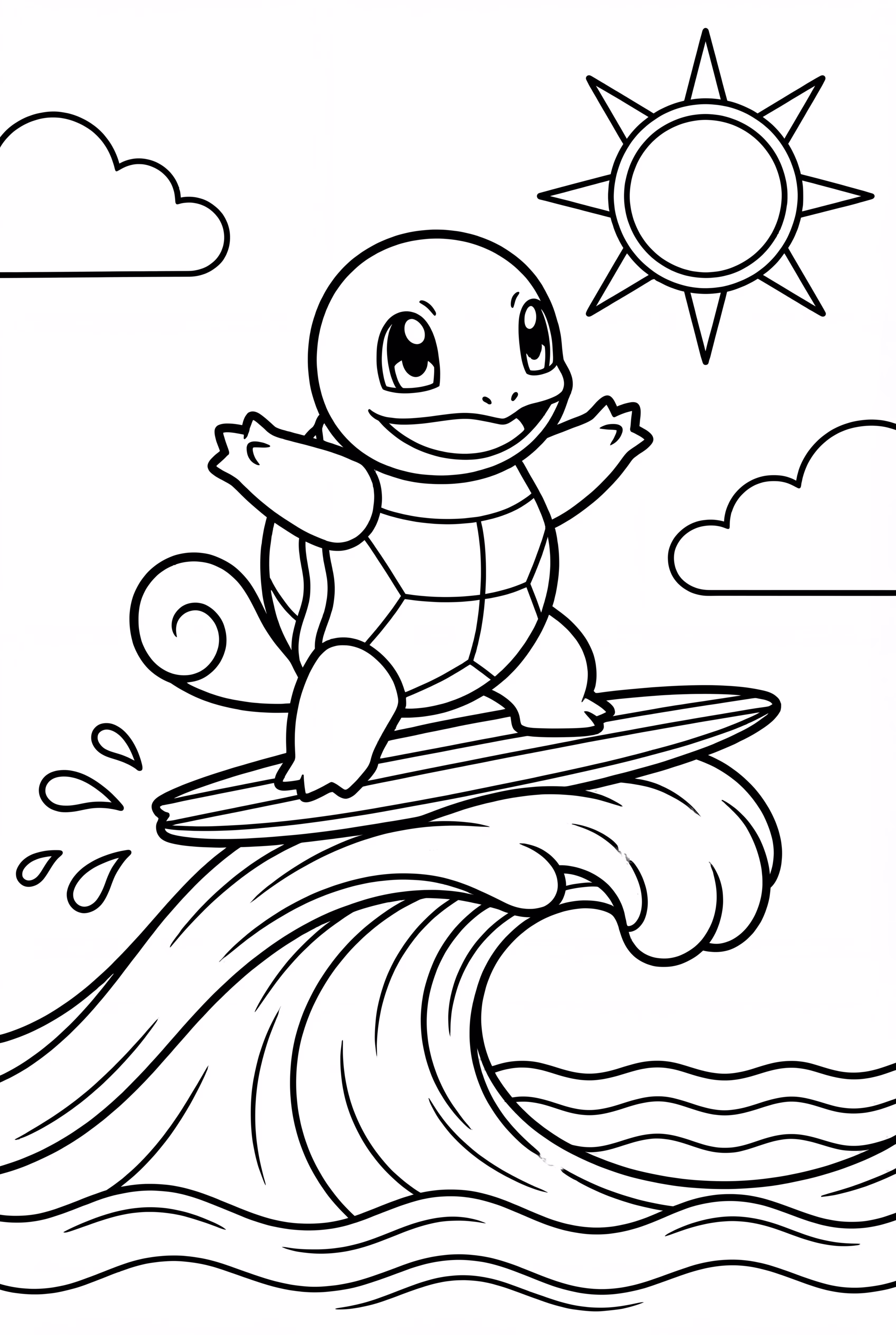 Squirtle Surfing On A Small Wave