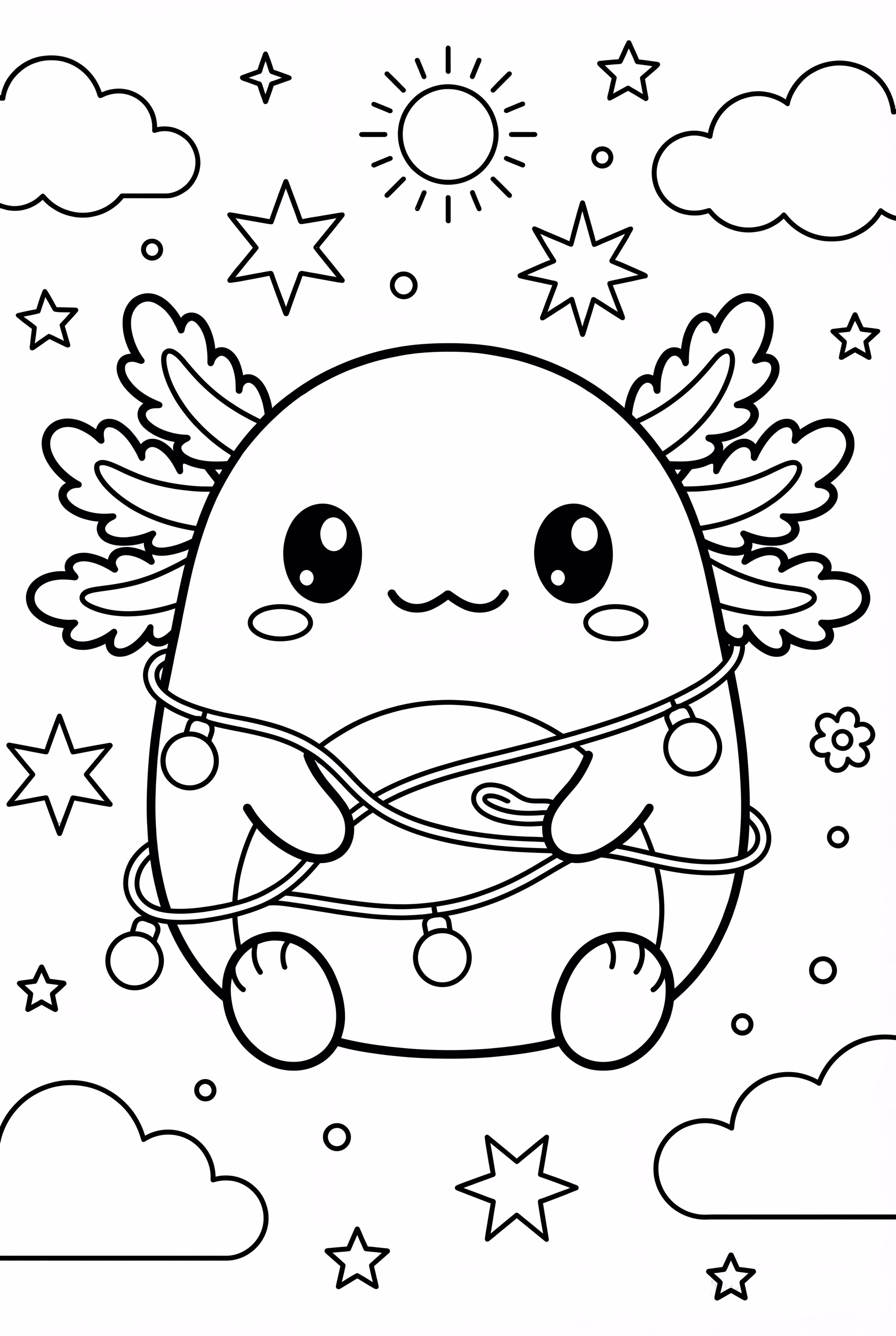 Squishmallow Axolotl Wrapped In Fairy Lights