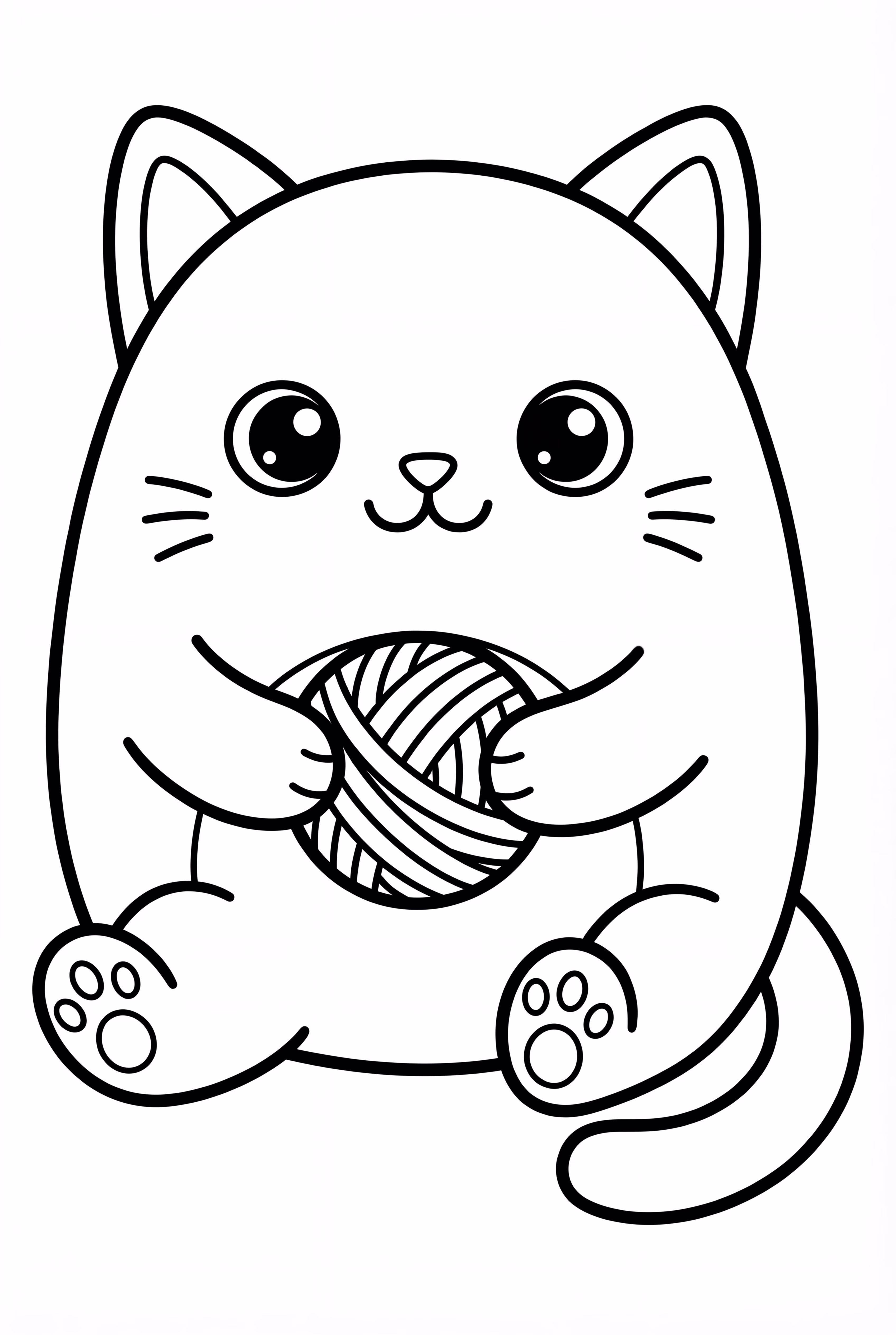 Gato Squishmallow Brincando com Bola de Lã