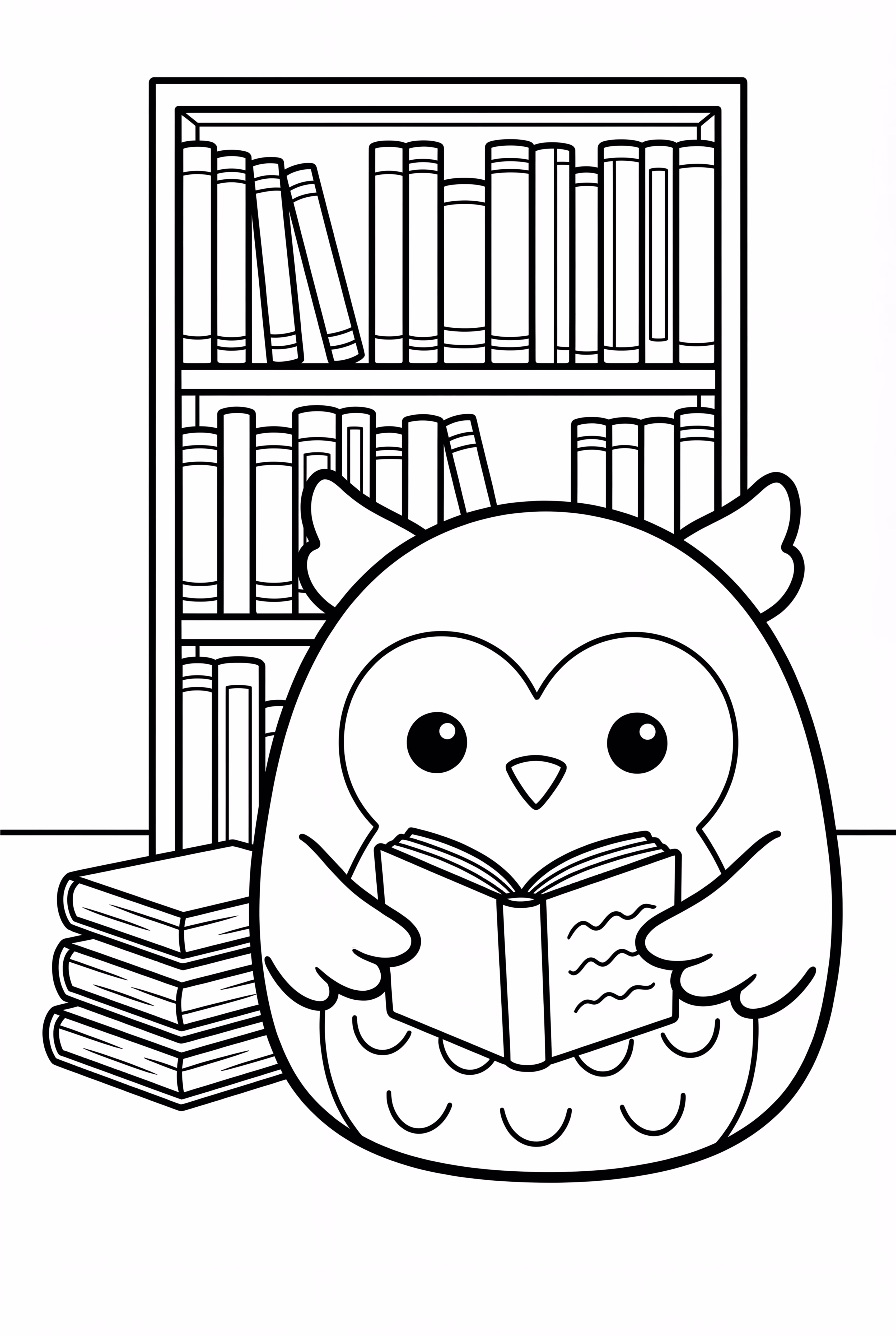 Squishmallow Owl Reading Book In Library