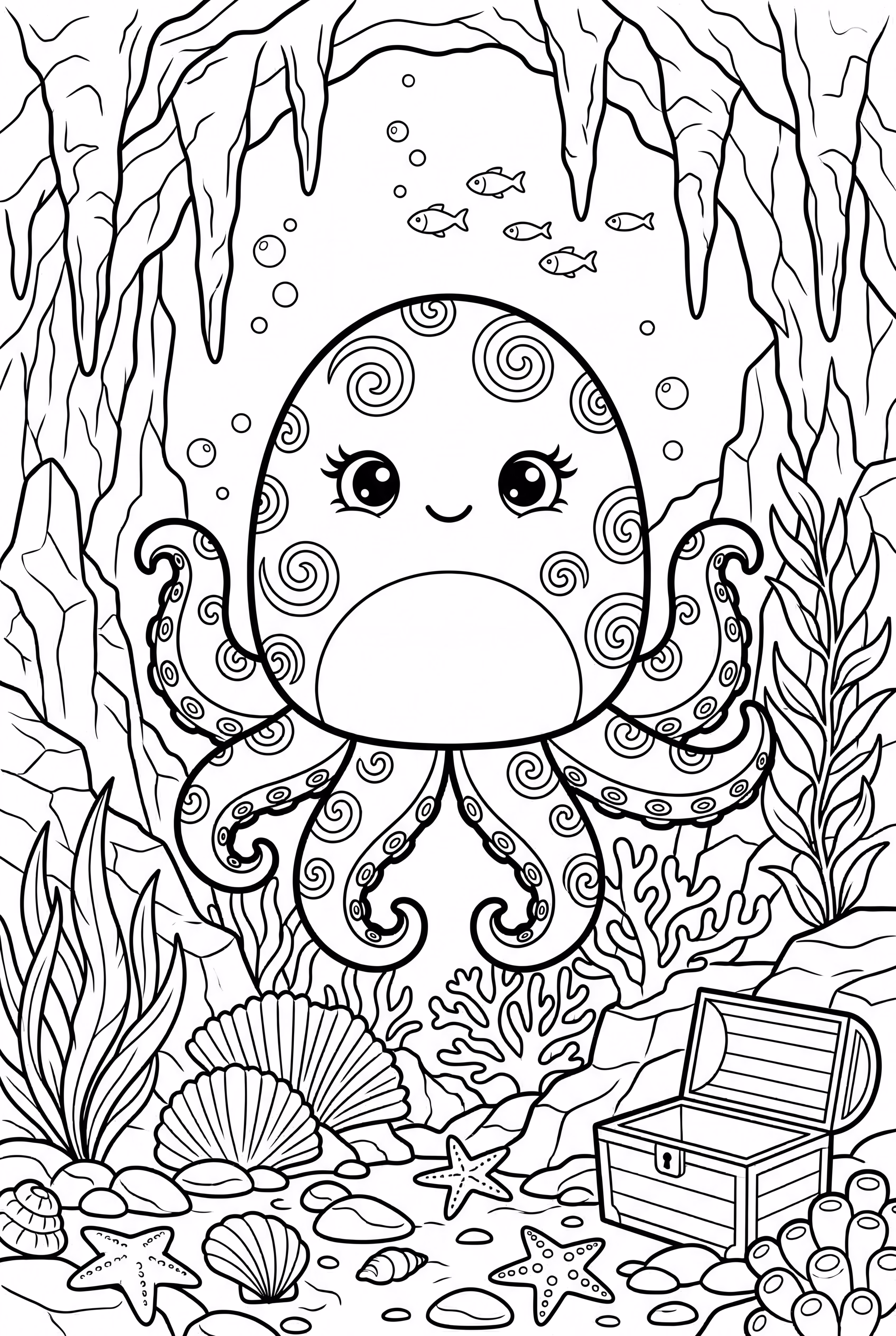 Squishmallow Kraken Rare Dans une Grotte Sous-Marine