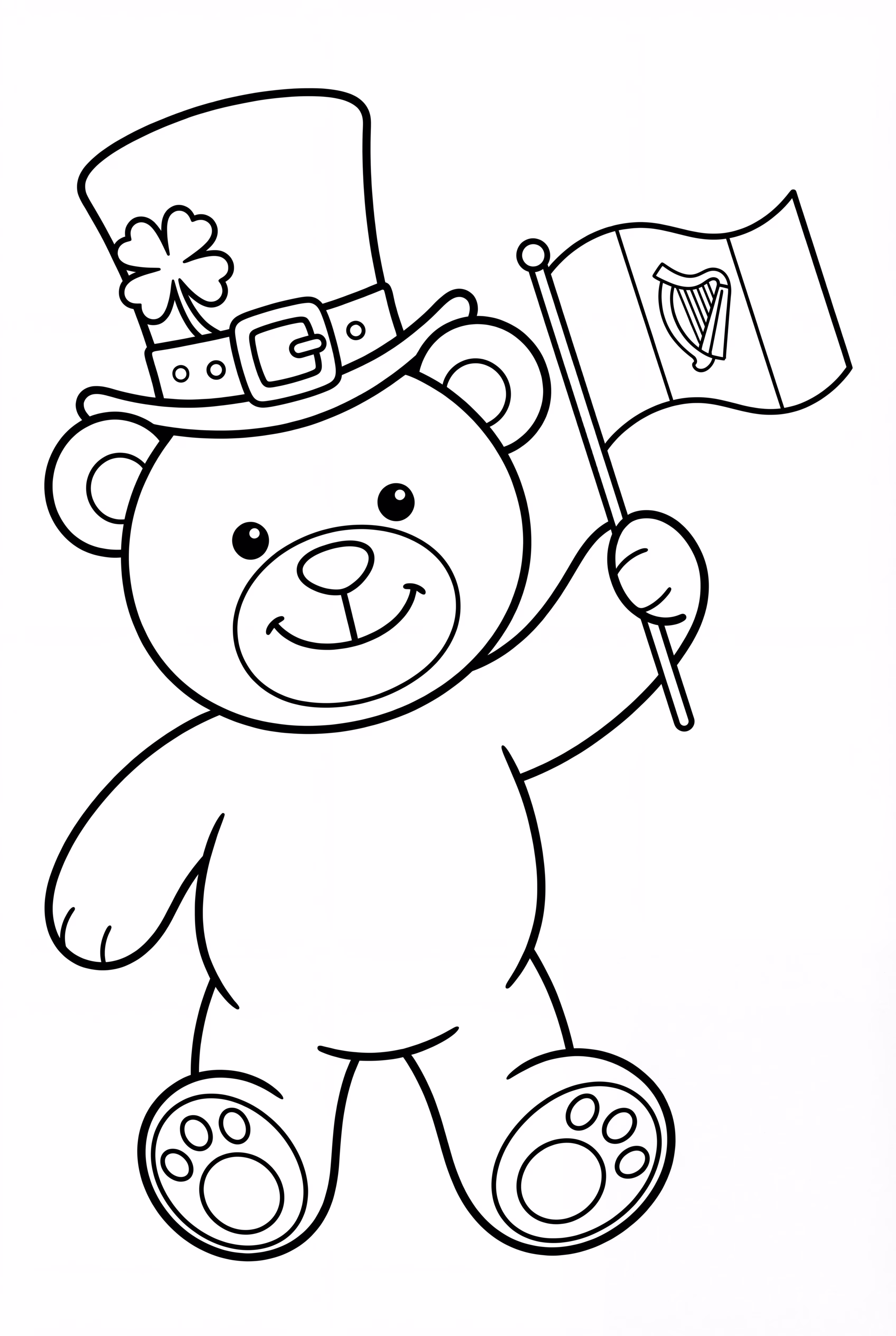 St Patrick's Day Bear Holding Flag
