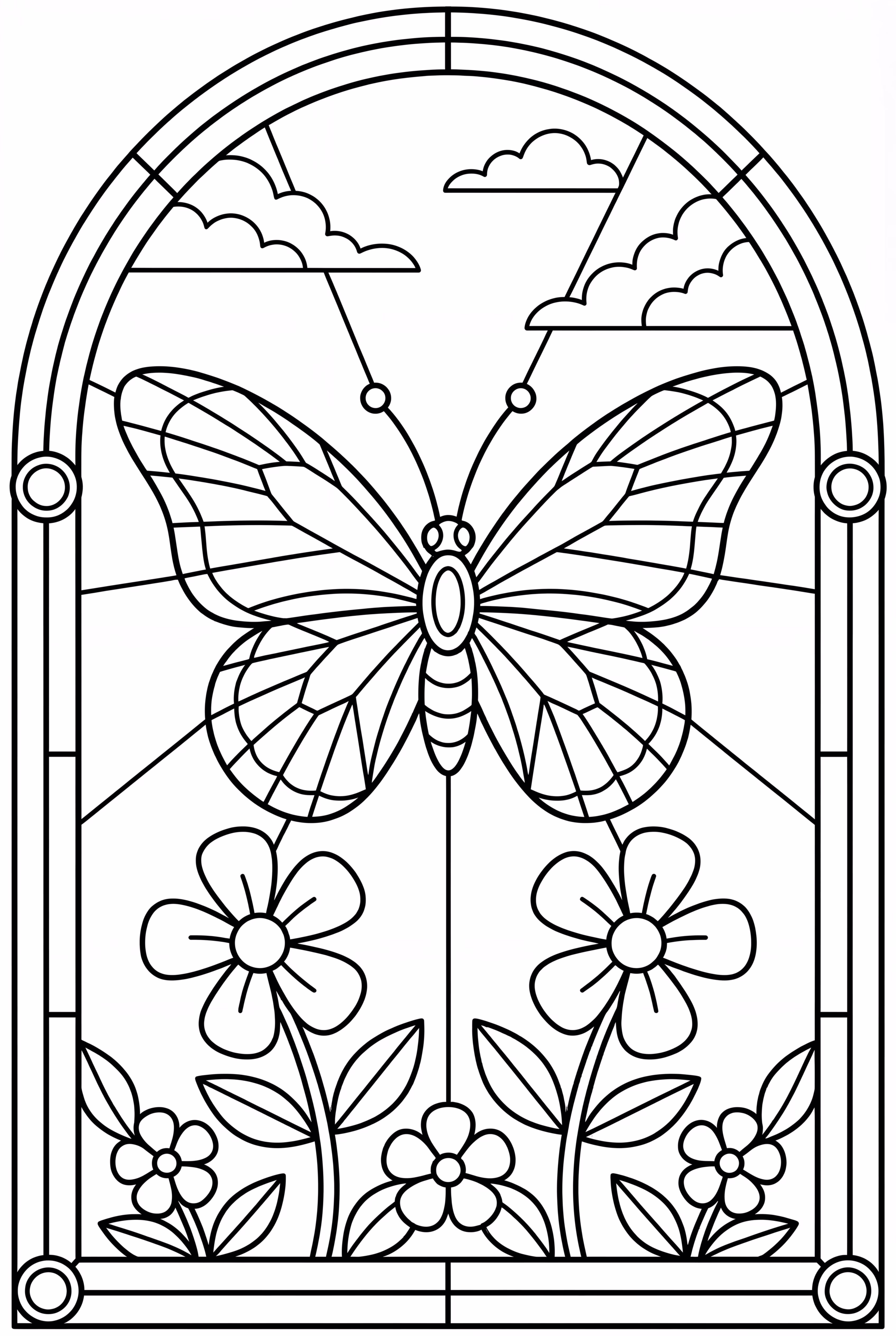 彩色玻璃蝴蝶窗户艺术