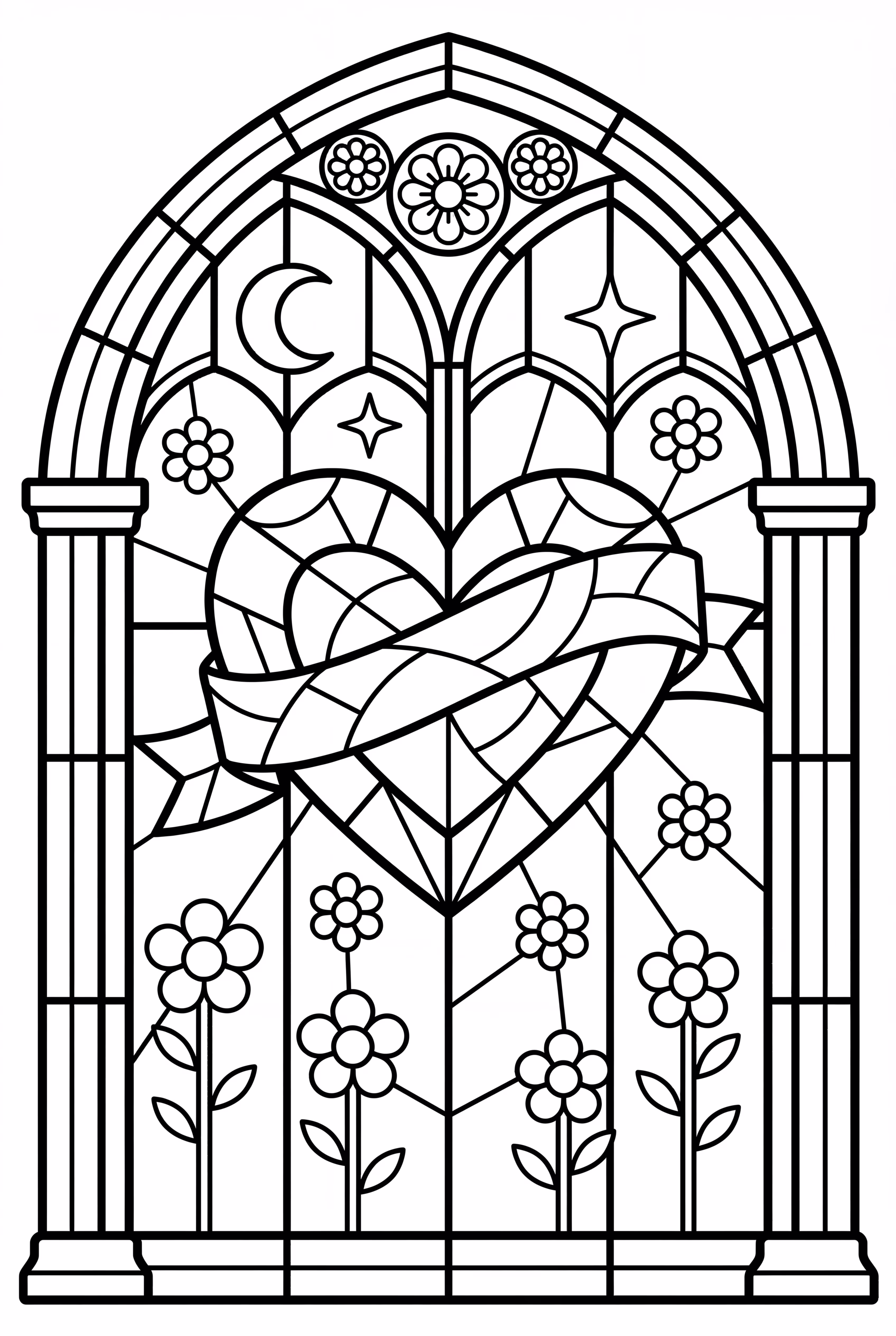 Fenêtre en verre coloré en forme de cœur