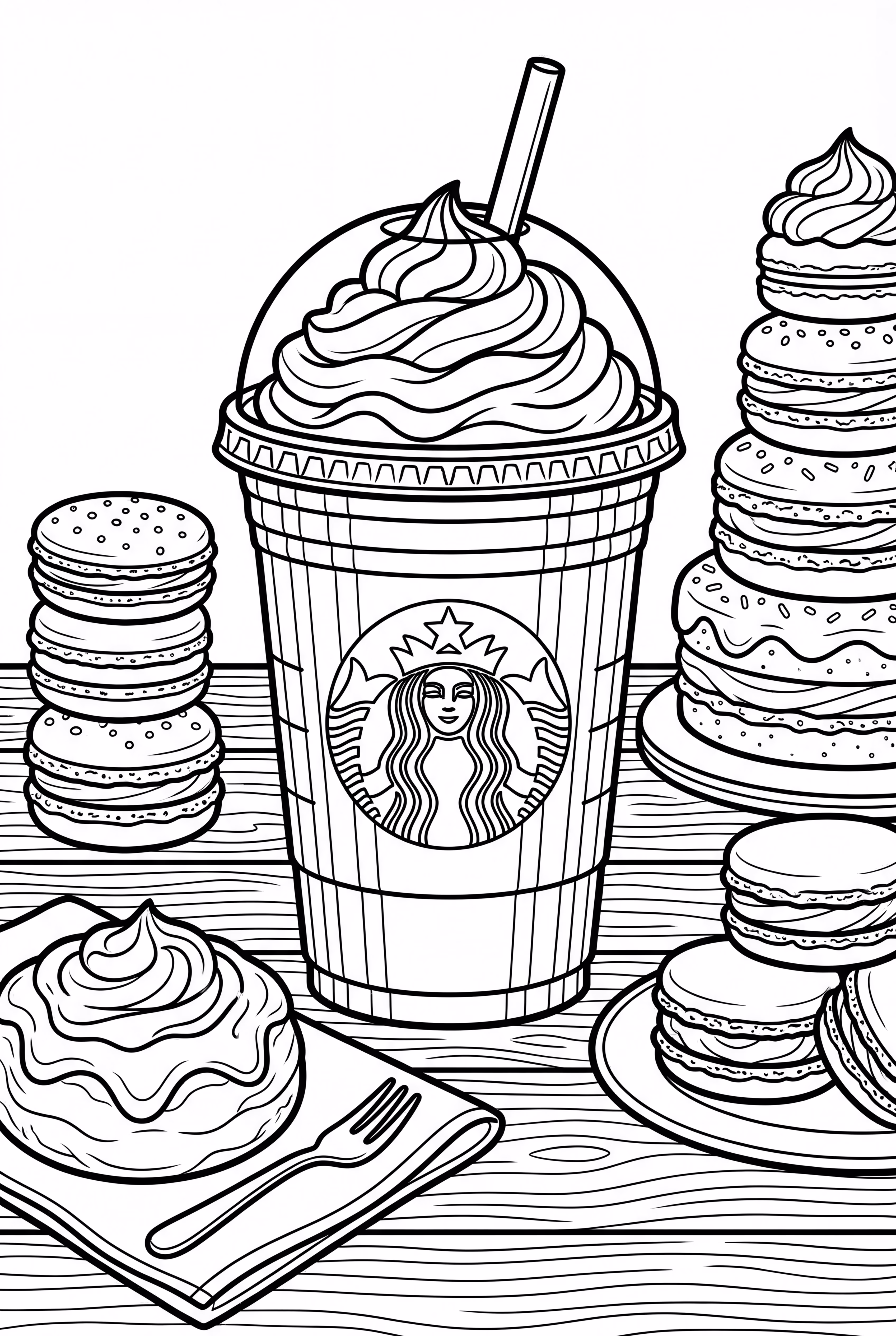 星巴克饮品与可爱小吃的搭配