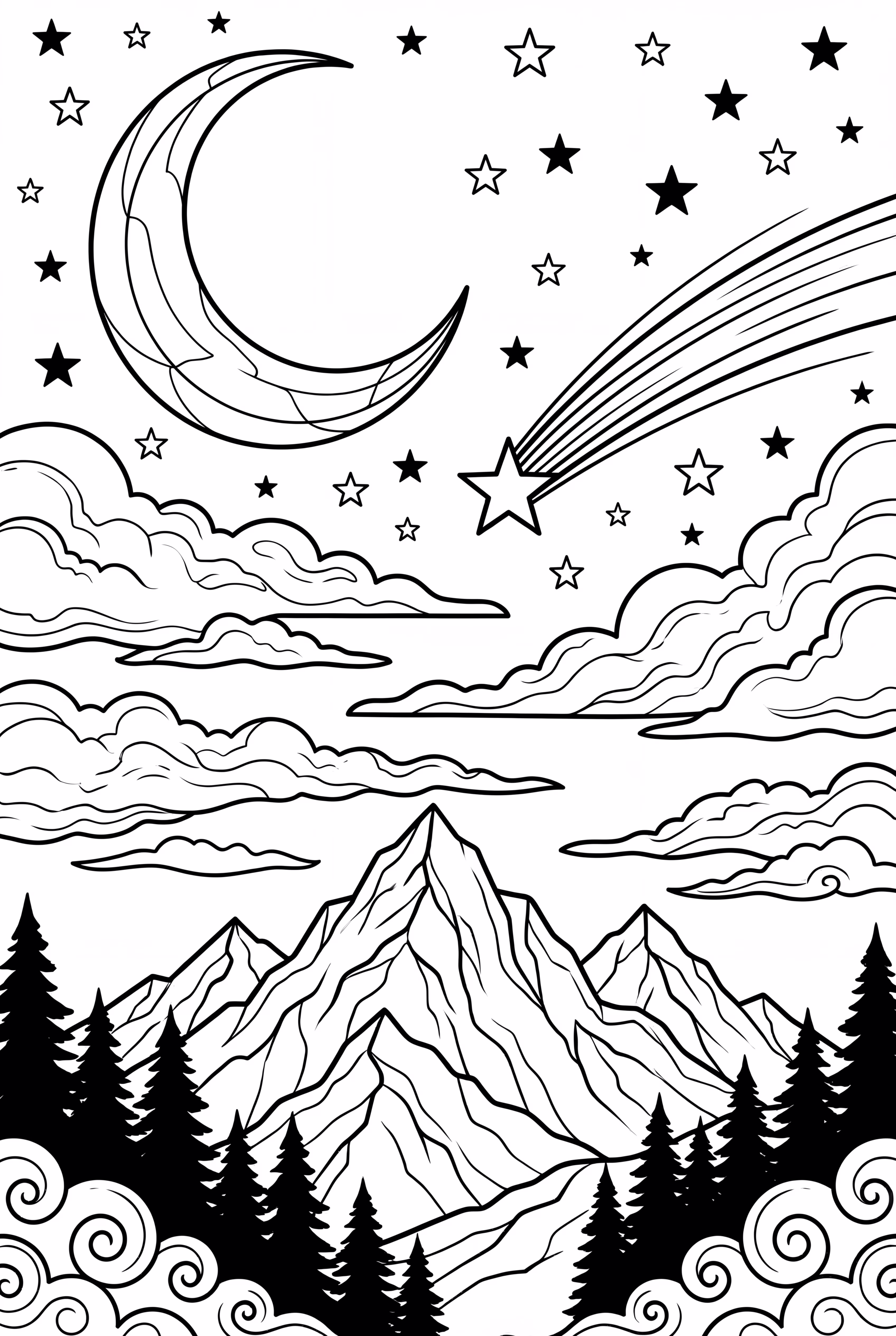 Noche Estrellada con Estrellas Fugaces