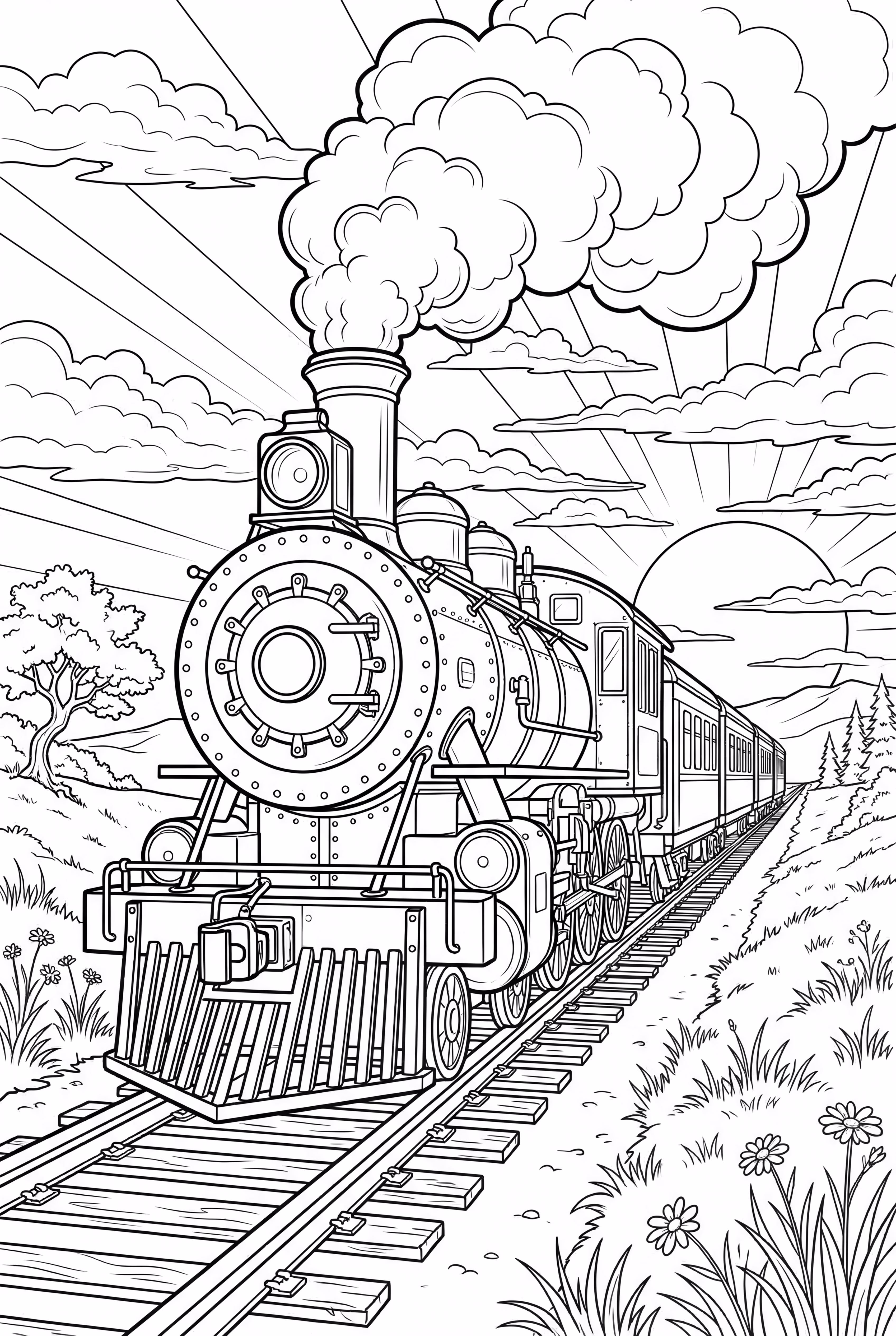 steam train during a sunset ride-2