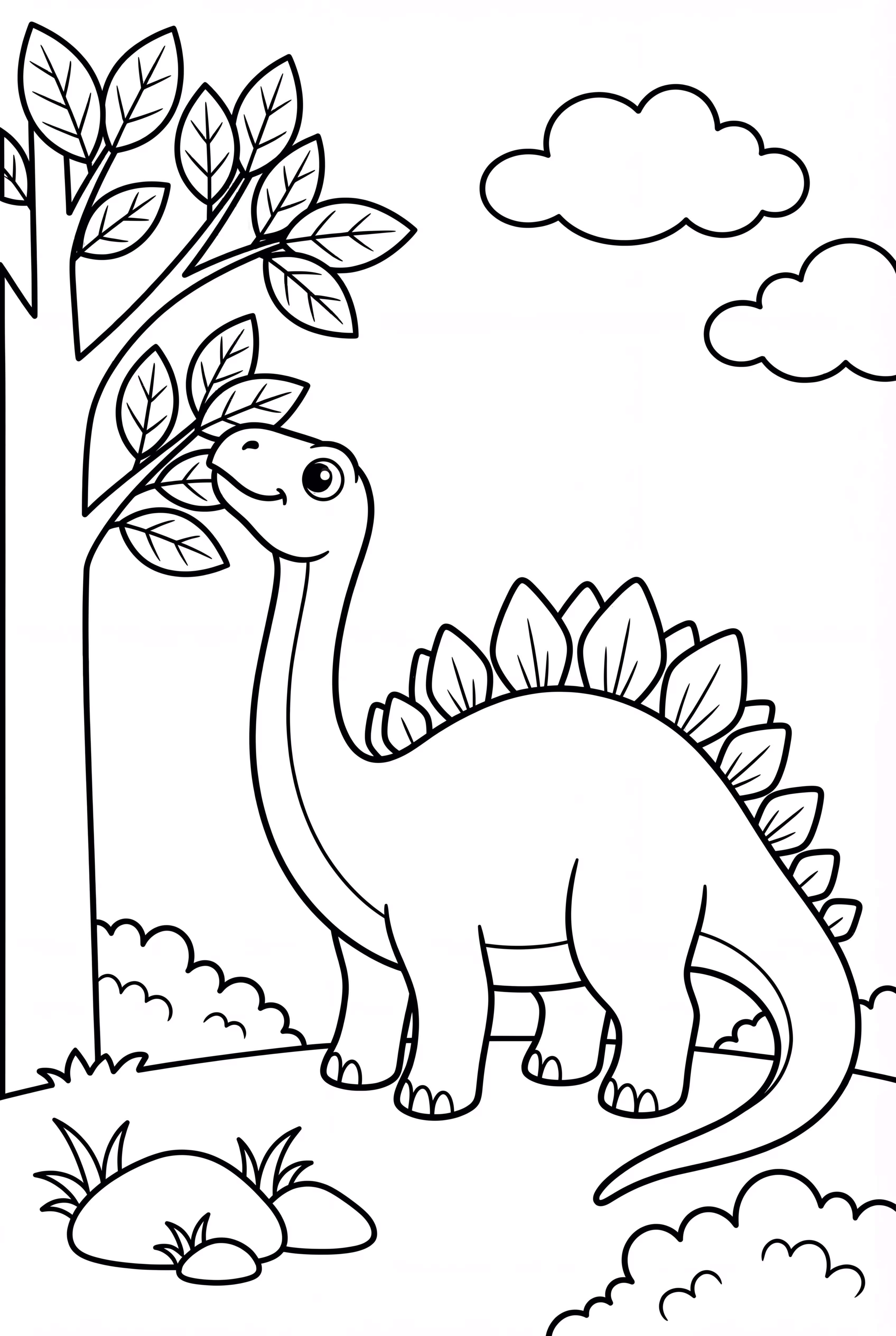 Stegosaurus Eating Leaves From A Tree