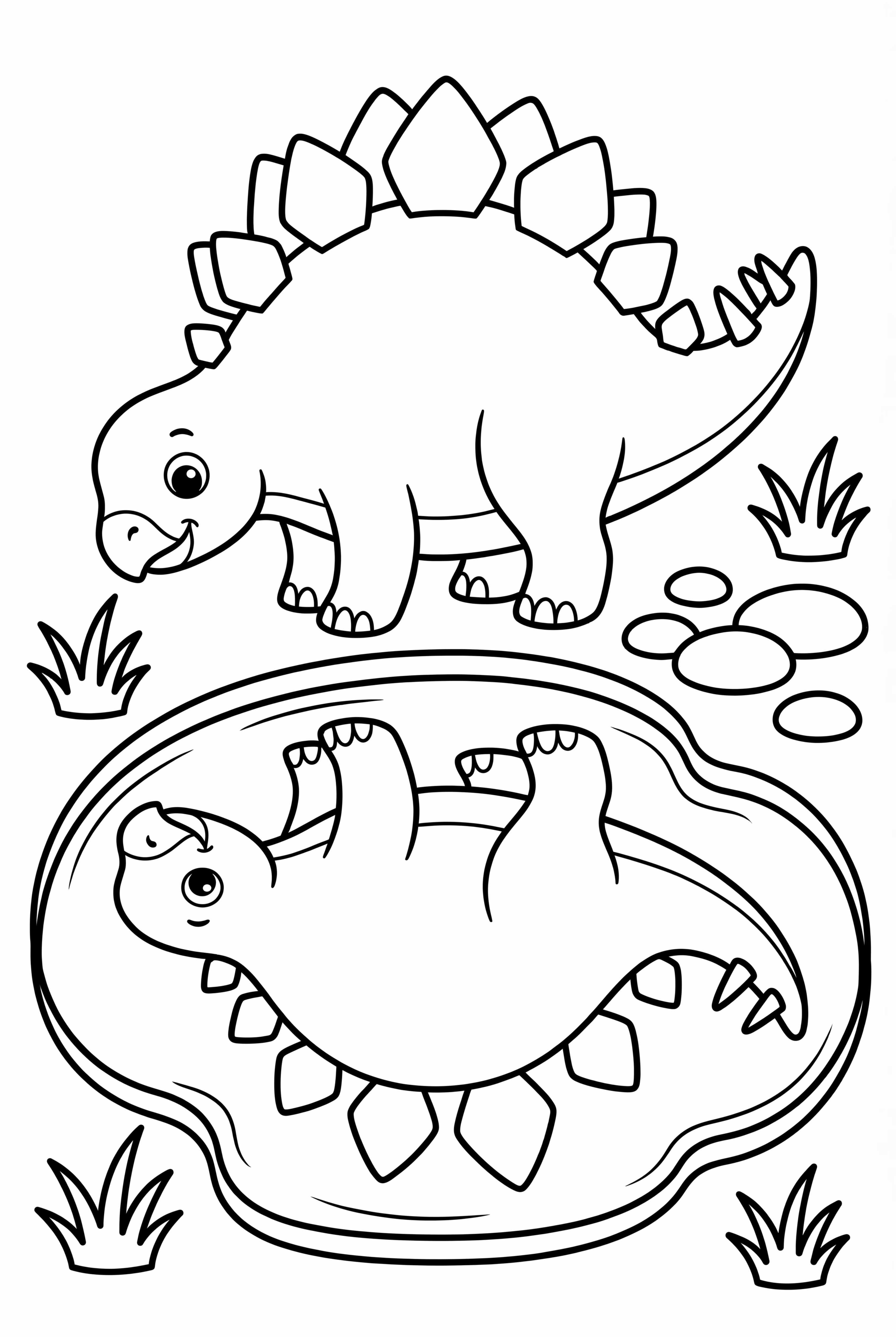 Stegosaurus Looking At Its Reflection