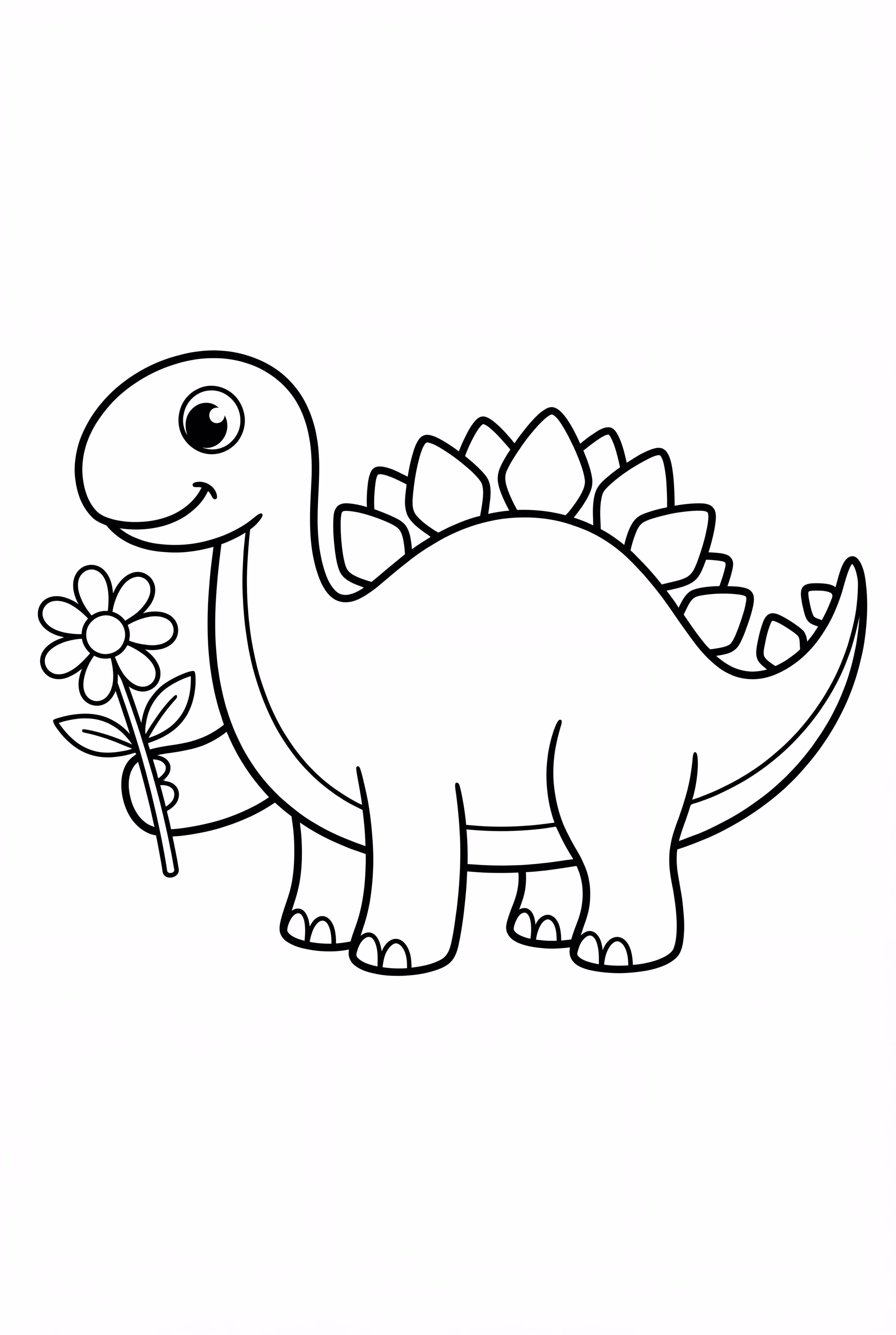 Stegosaurus With A Simple Flower