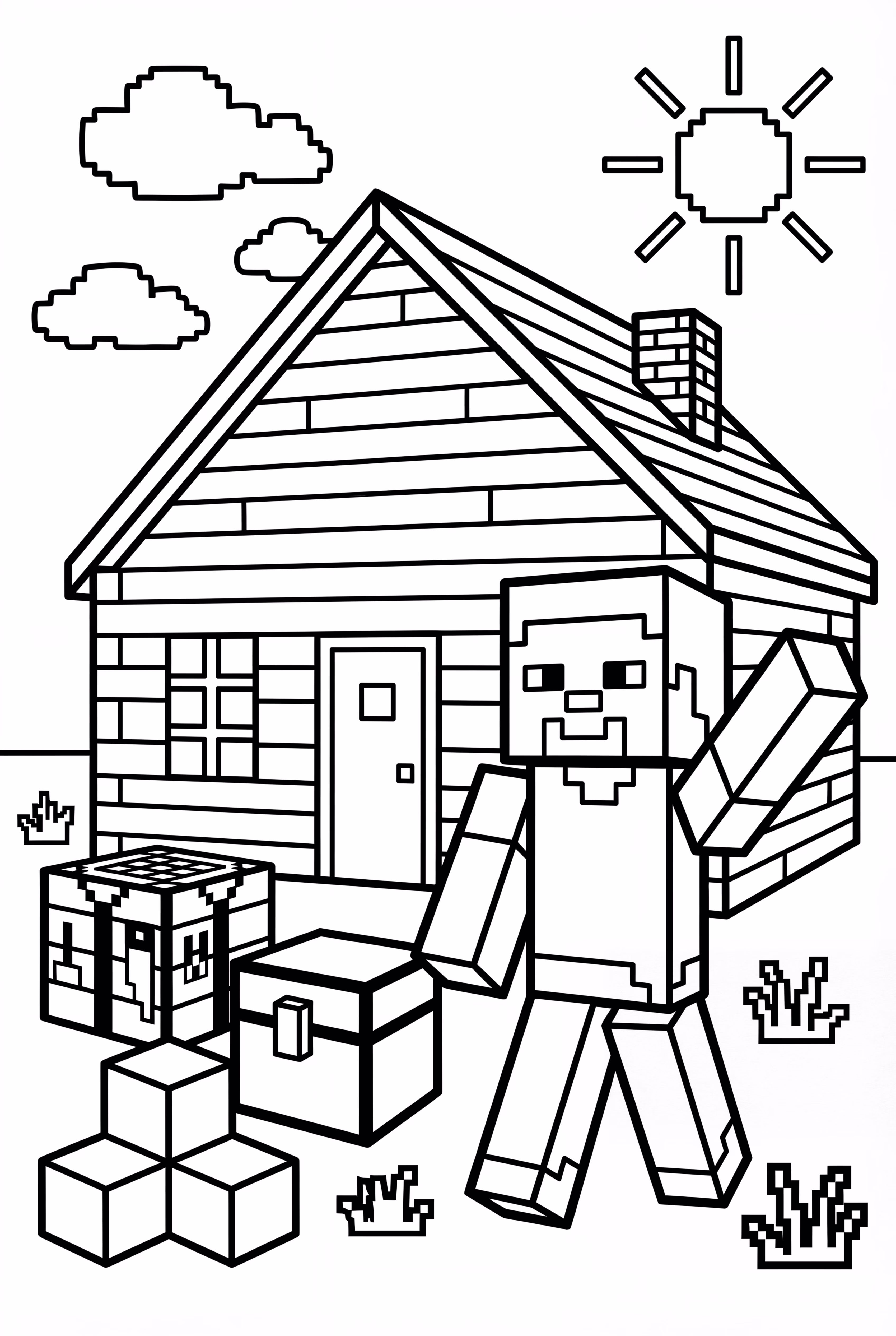 史蒂夫建造Minecraft木屋