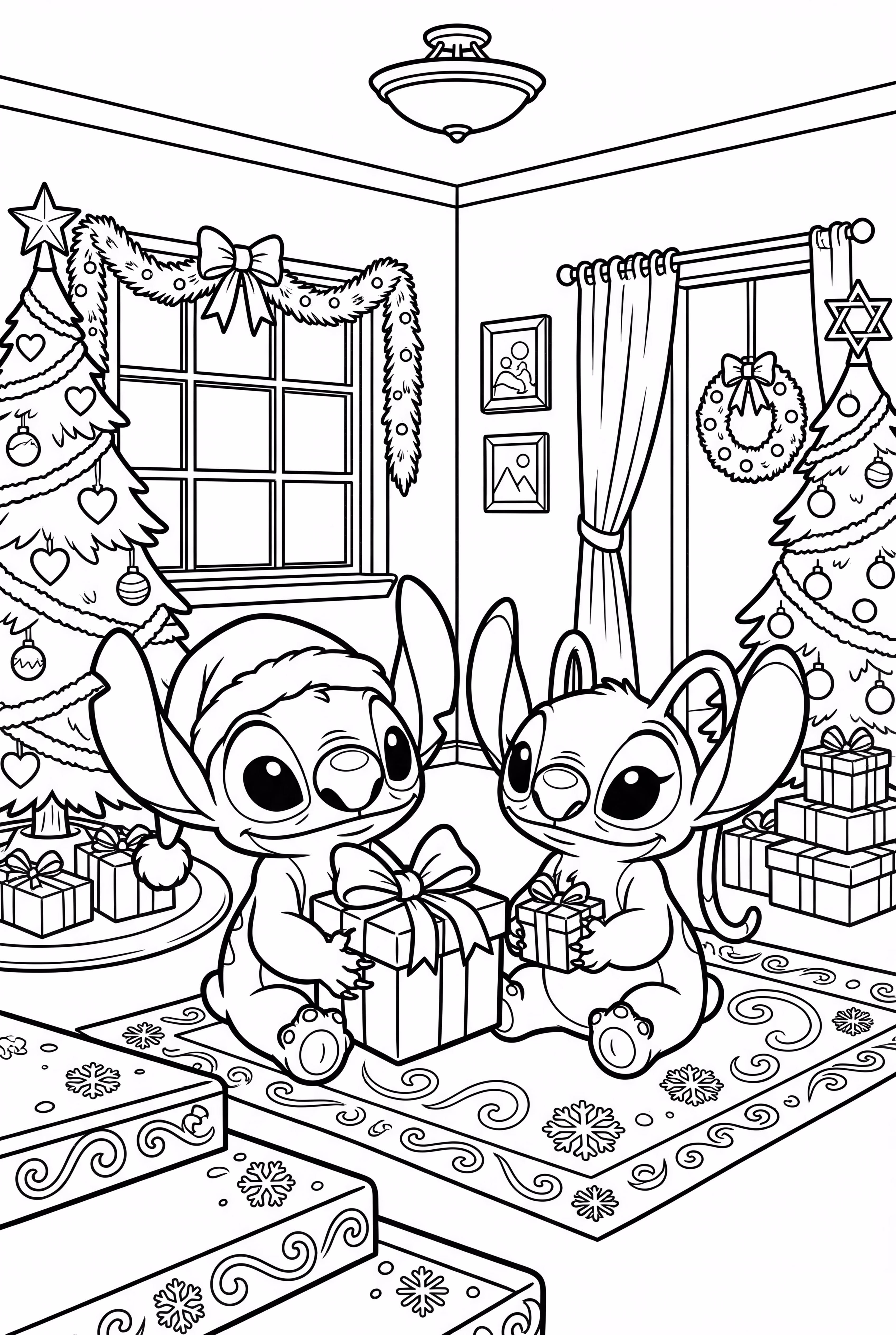 クリスマスのスティッチとエンジェル