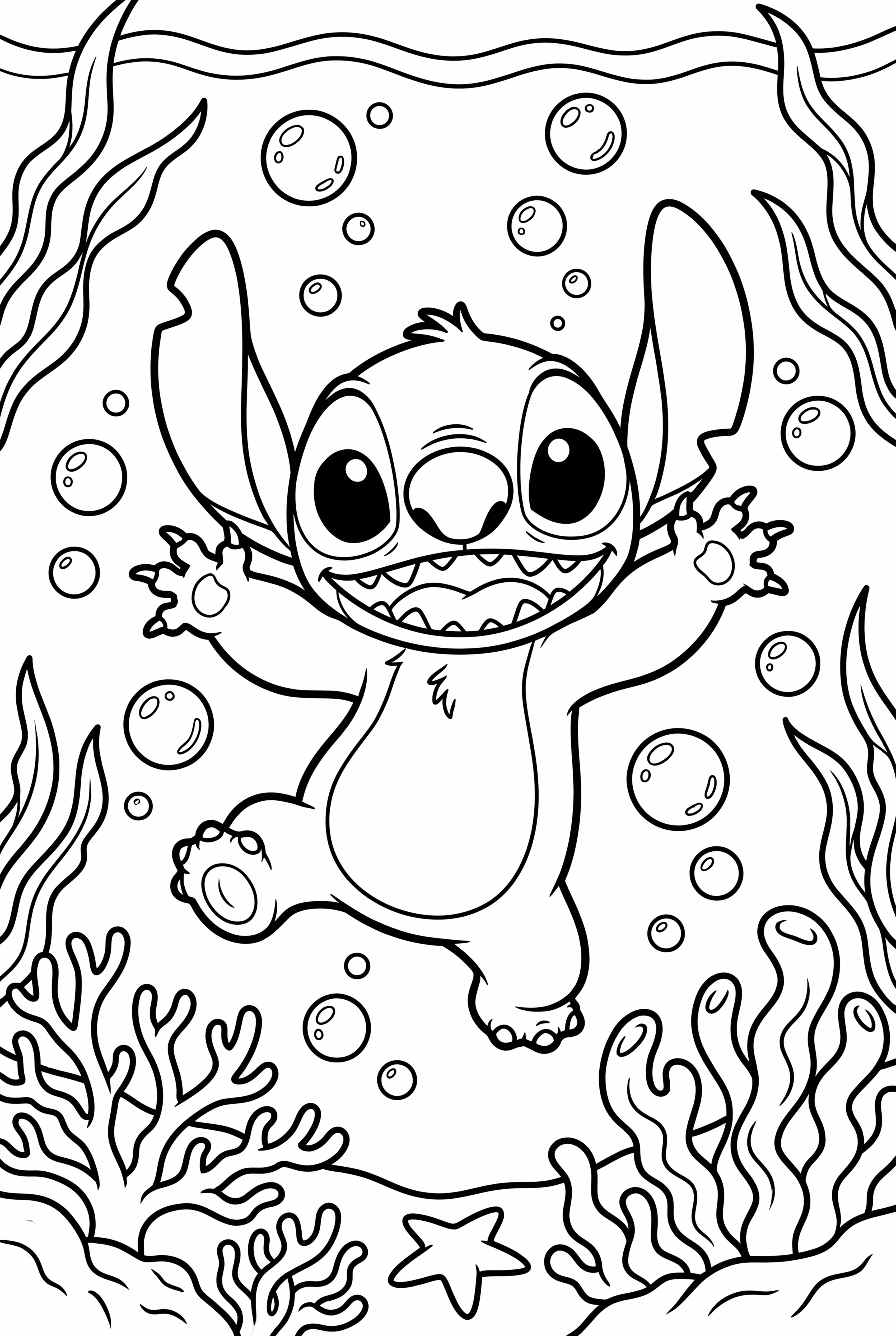 スティッチが水中で泡を吹いている-2