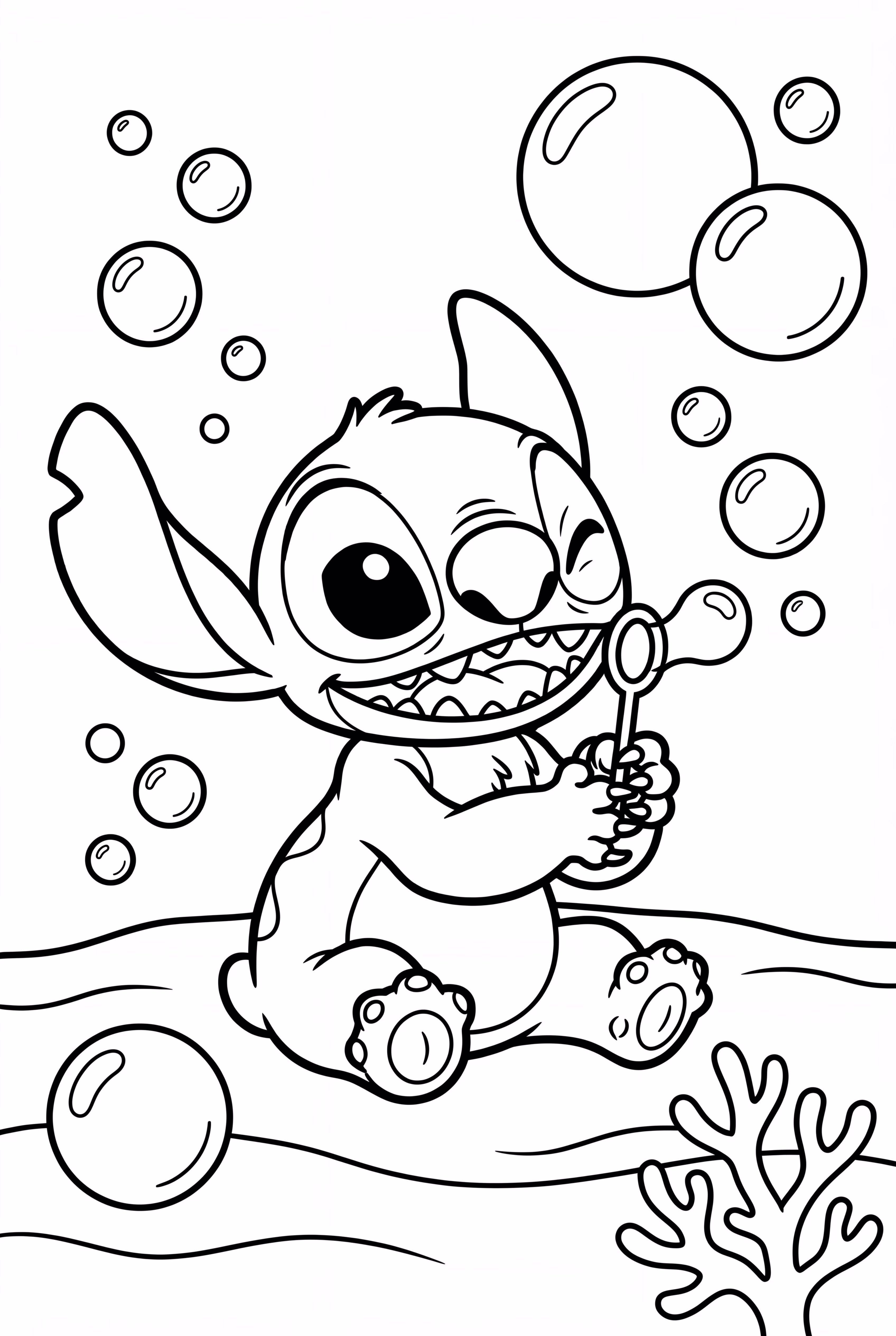 Stitch Blowing Bubbles Underwater