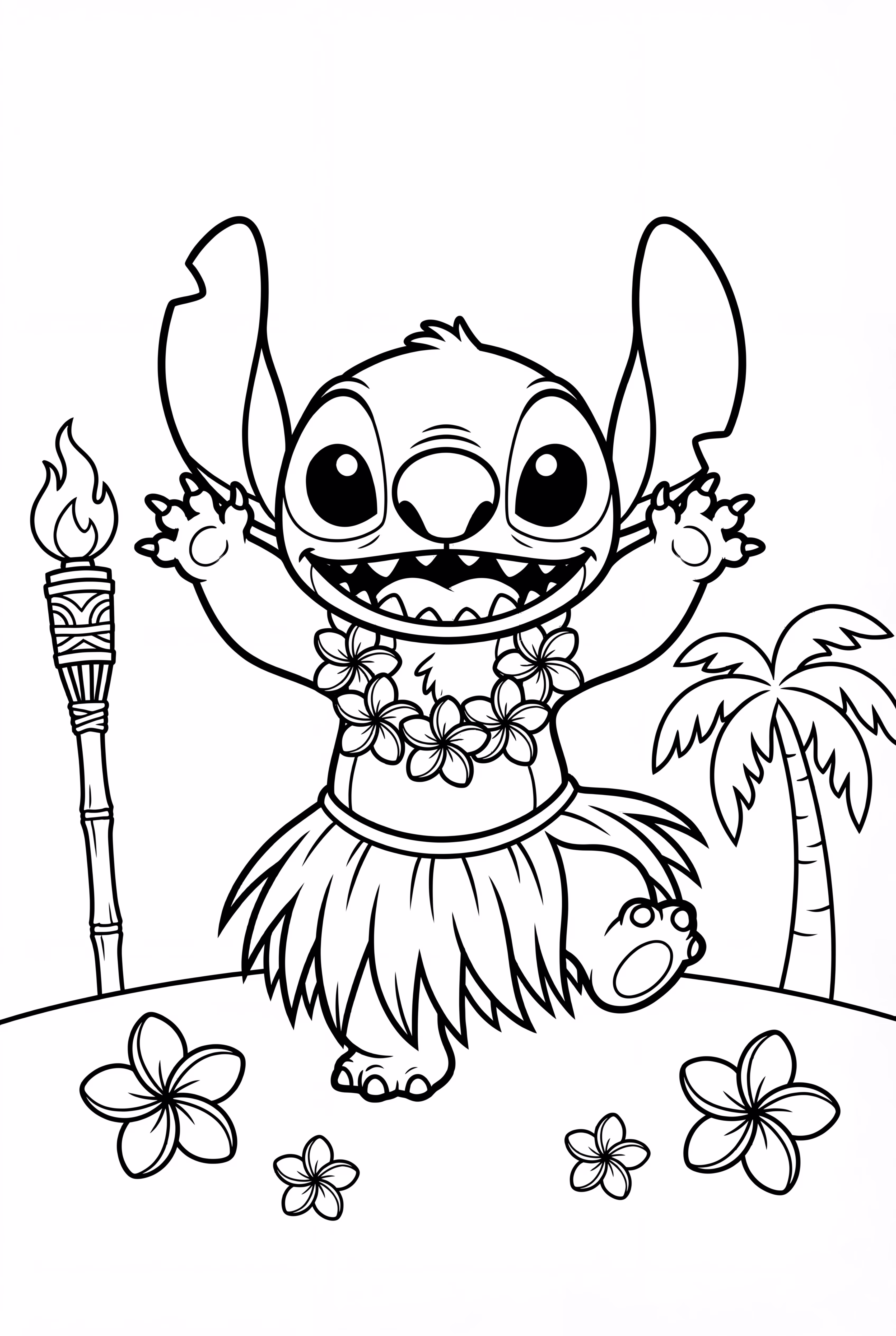 Stitch Dancing in a Hawaiian Luau
