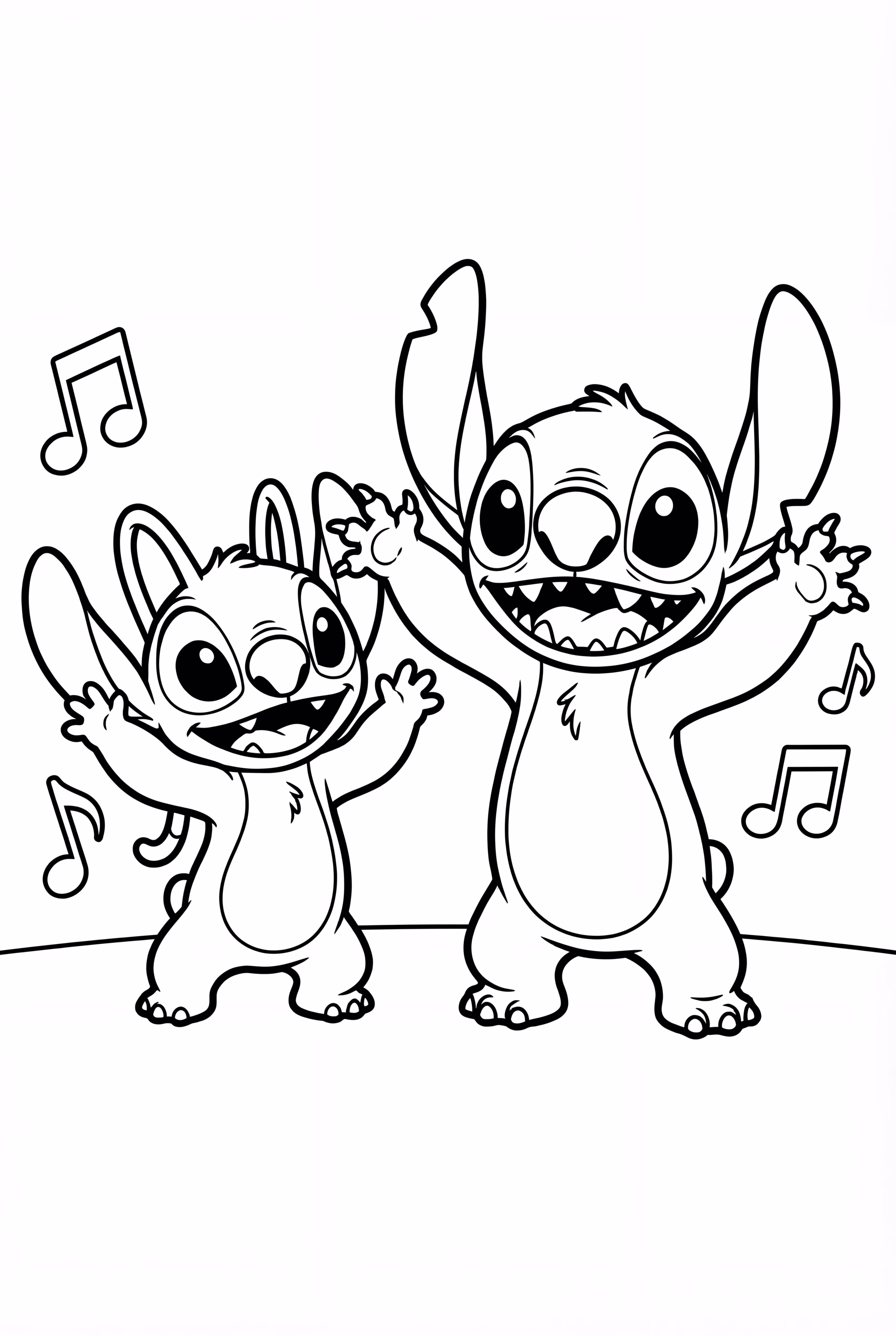 Stitch dancing with his friend