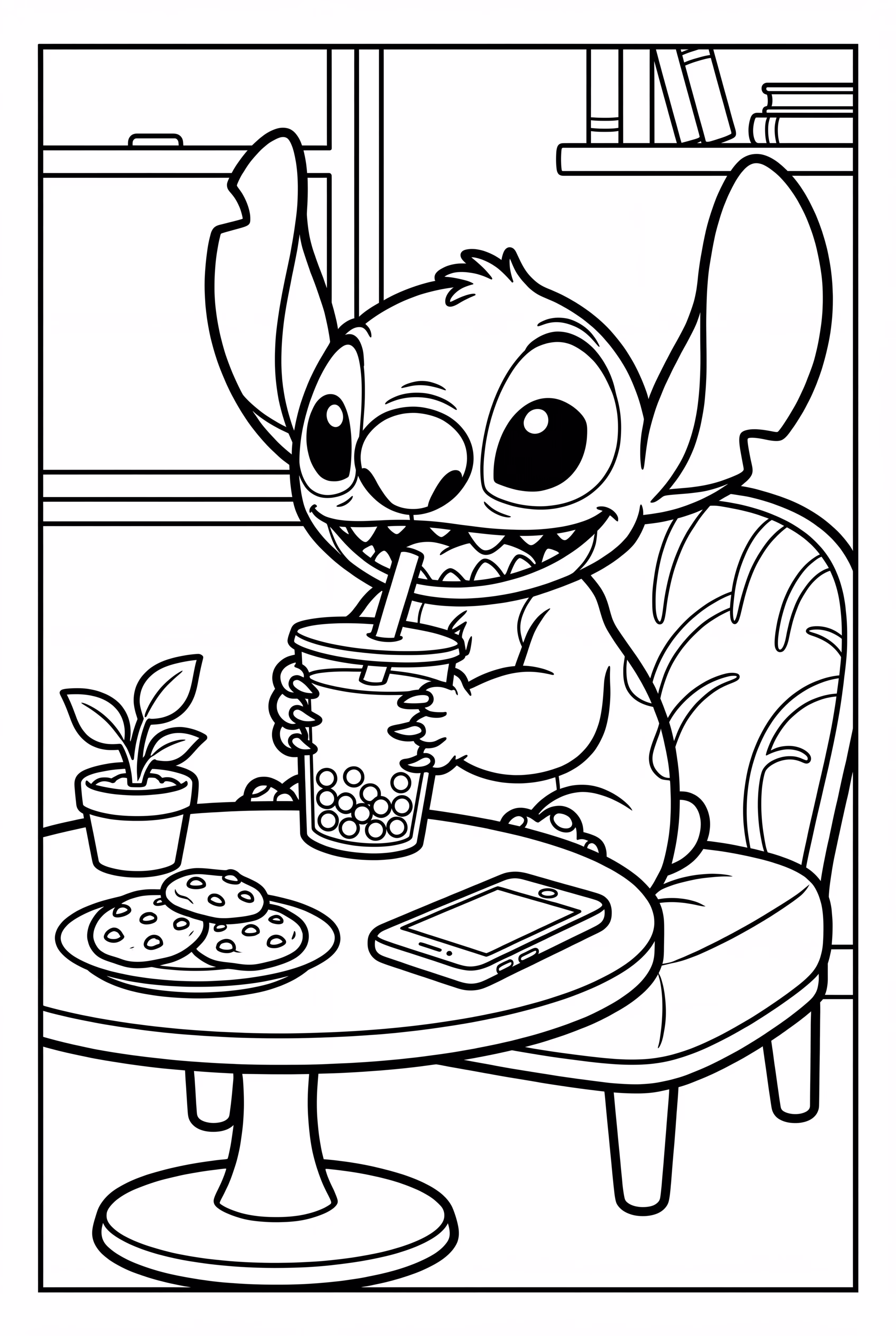 Stitch Drinking Boba-2