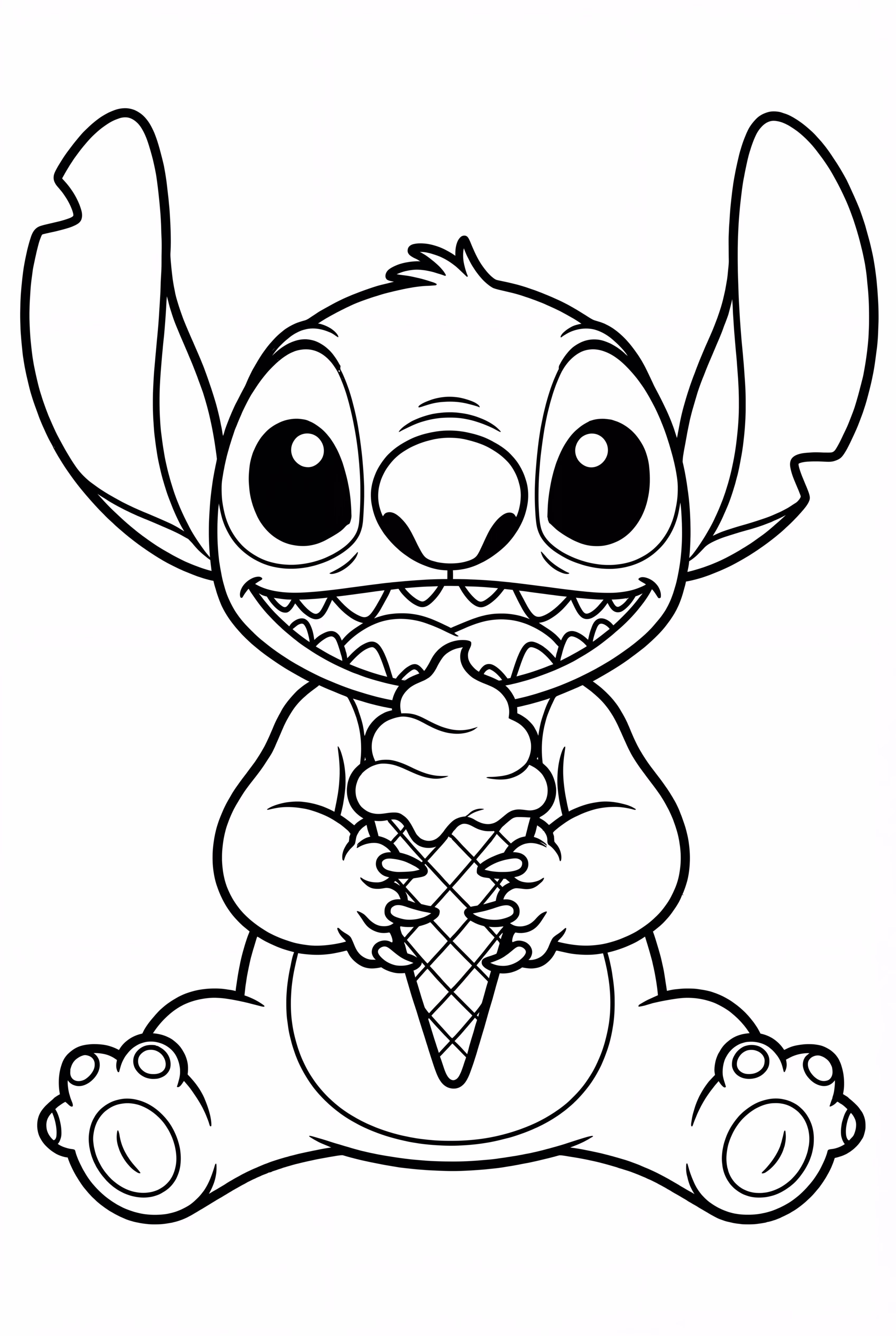 Stitch eating an ice cream