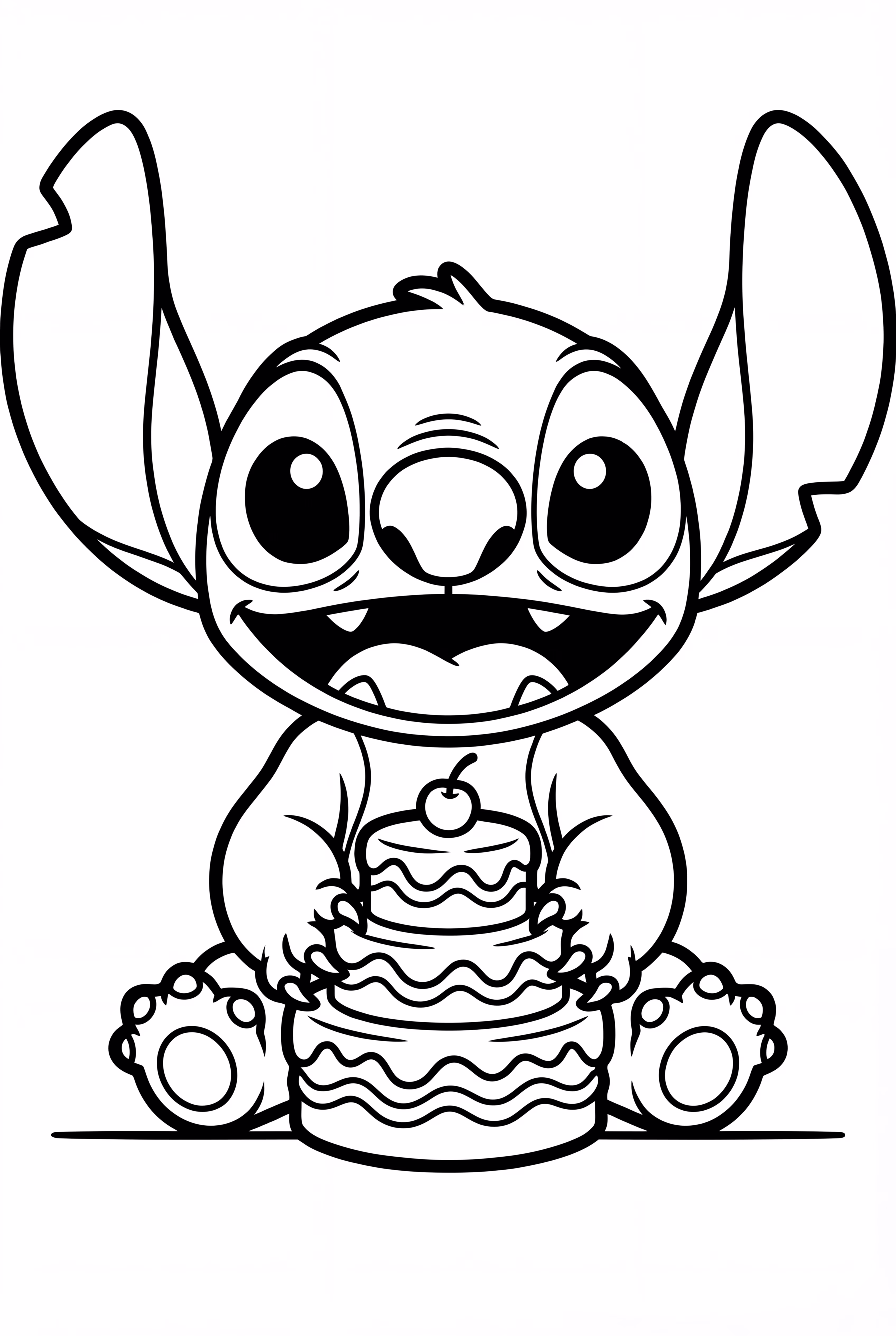 Stitch holding a cake