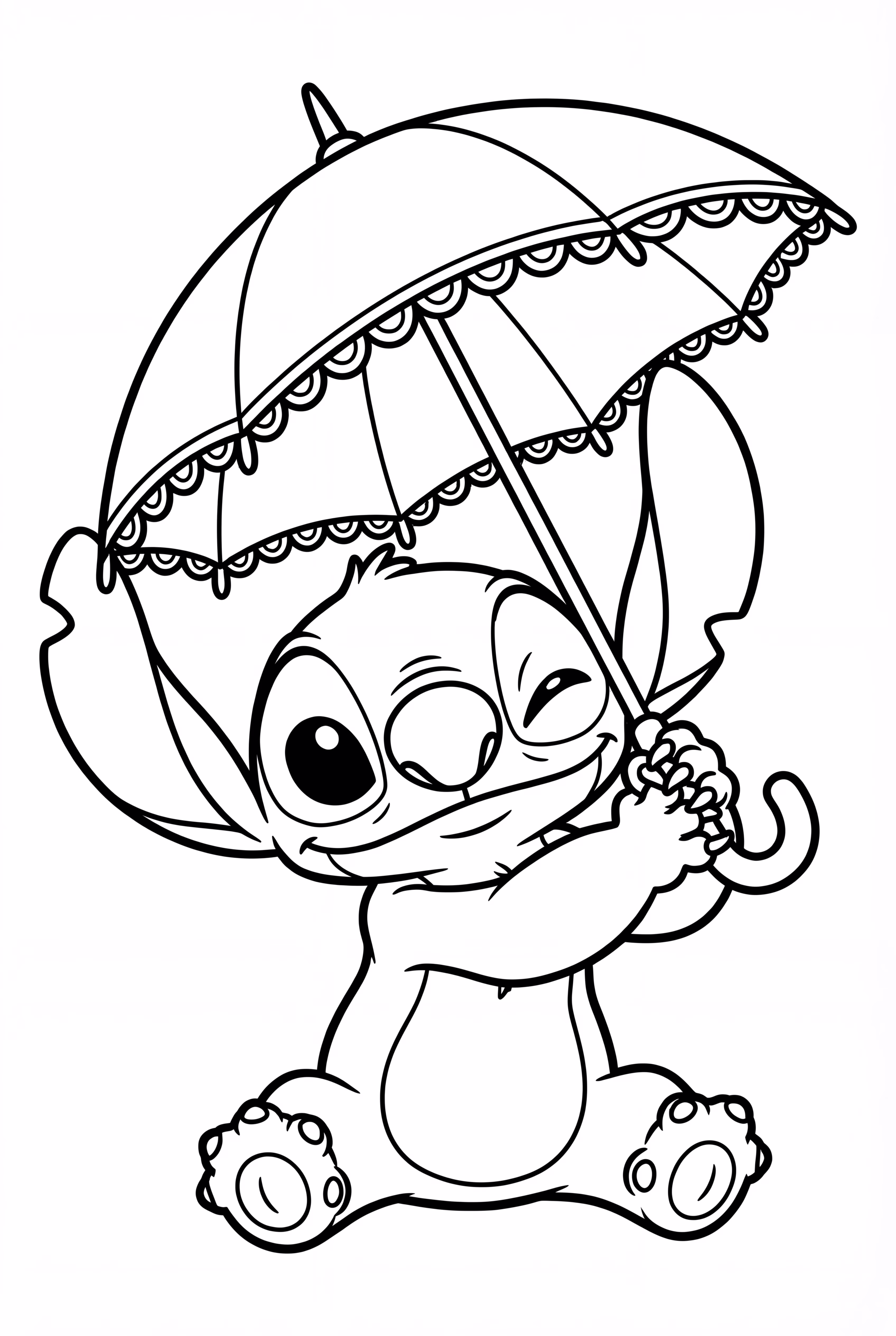 傘を持っているスティッチ