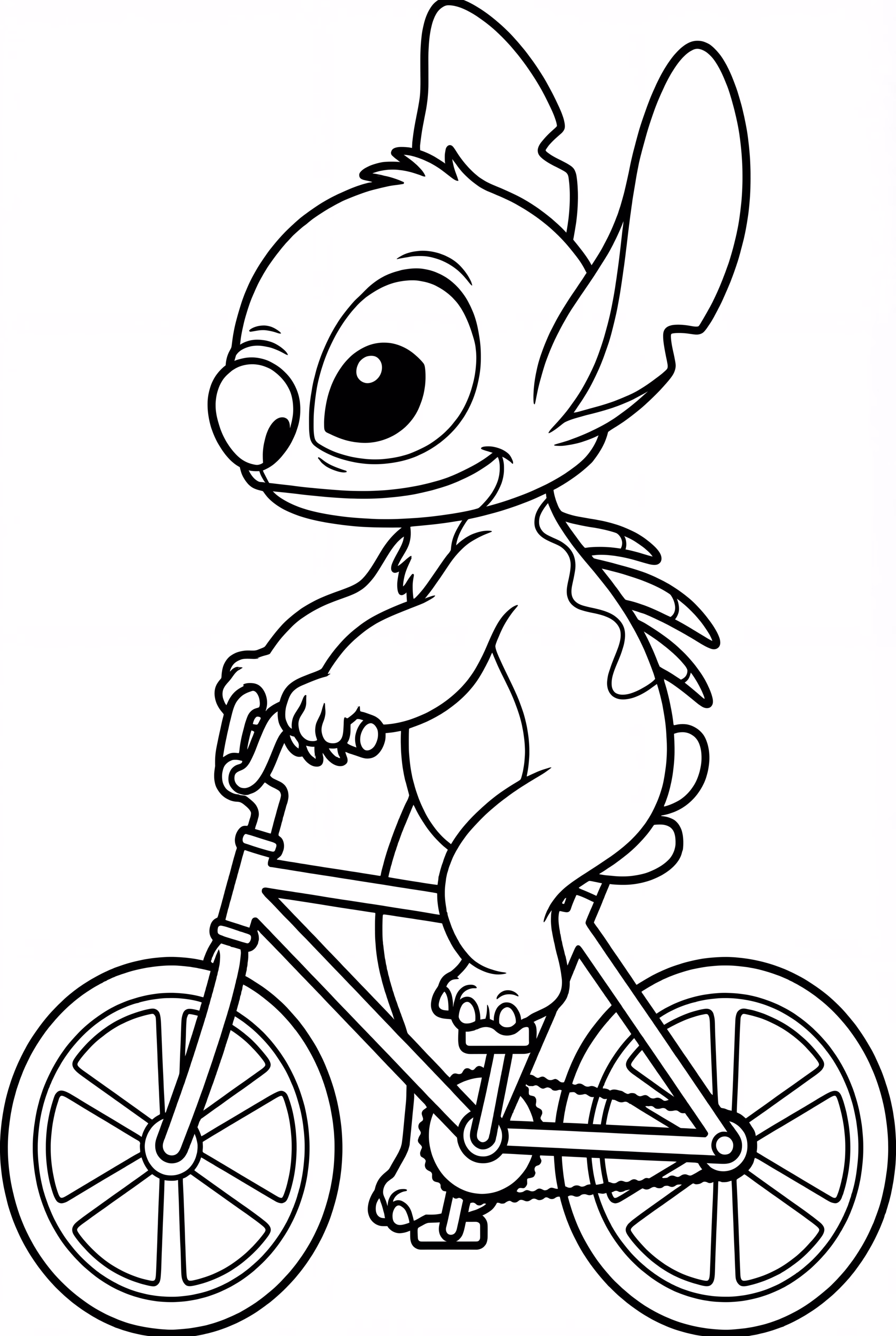 Stitch riding a bicycle