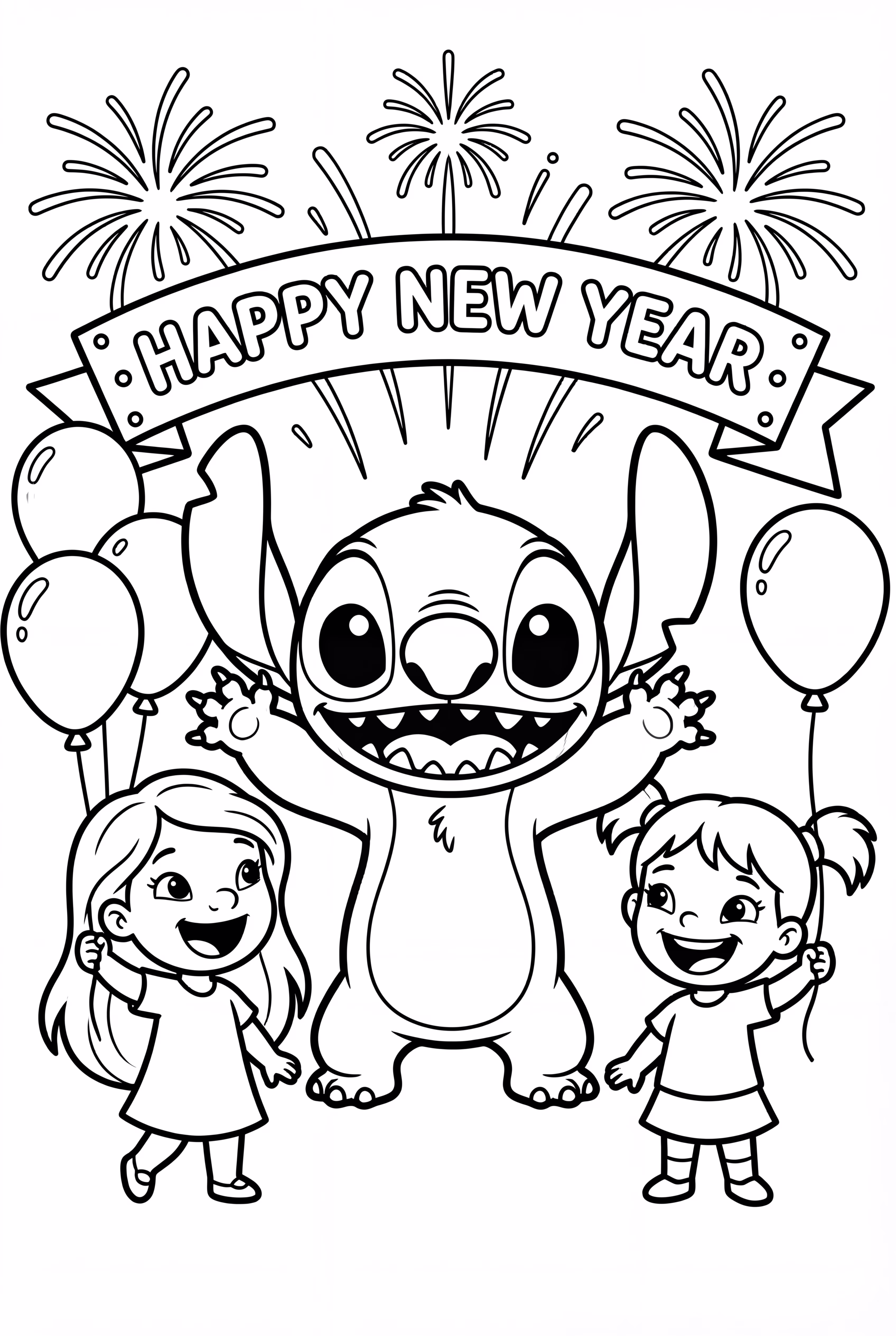 Stitch sharing joy with friends in new year 2025