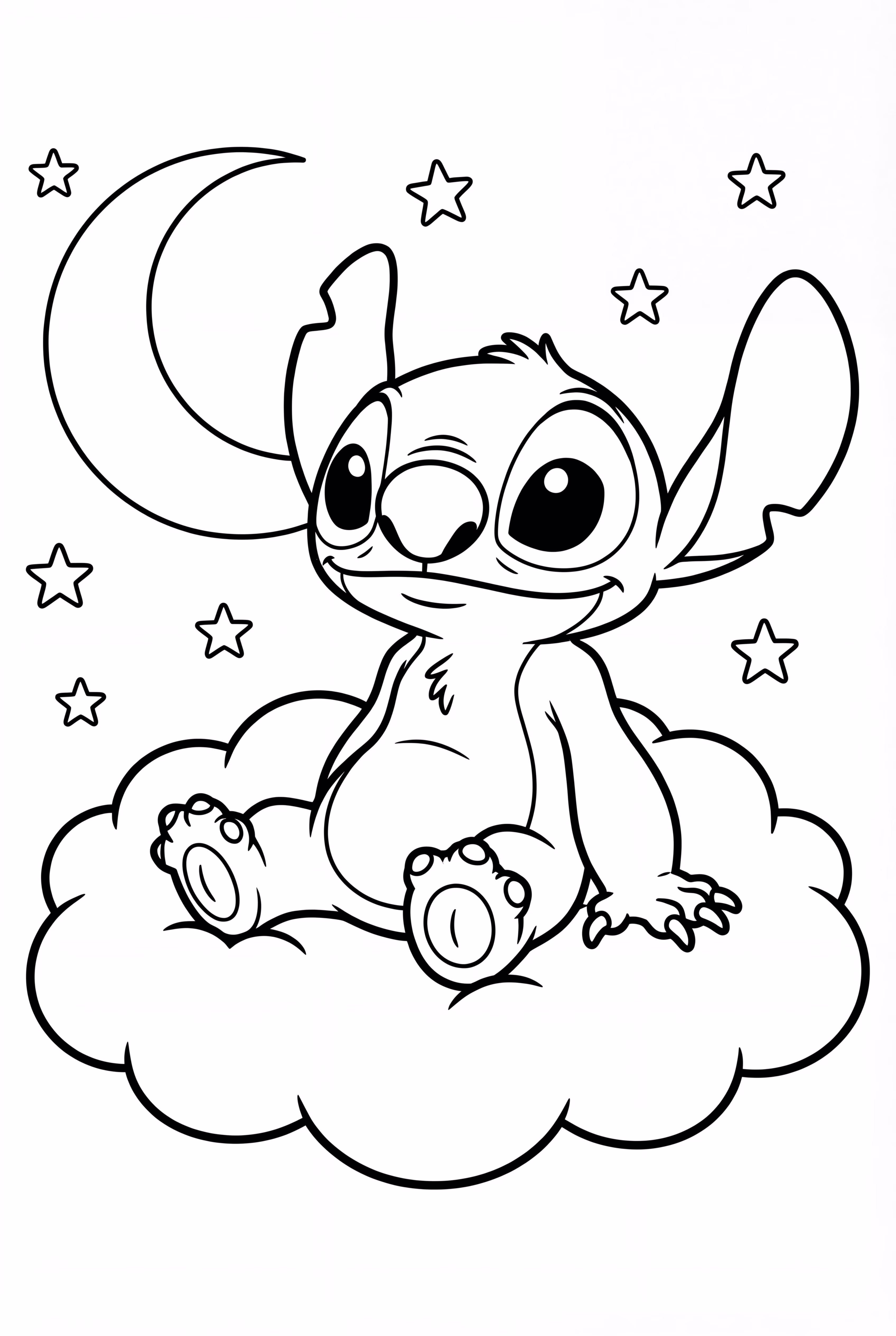 雲に座っているスティッチ