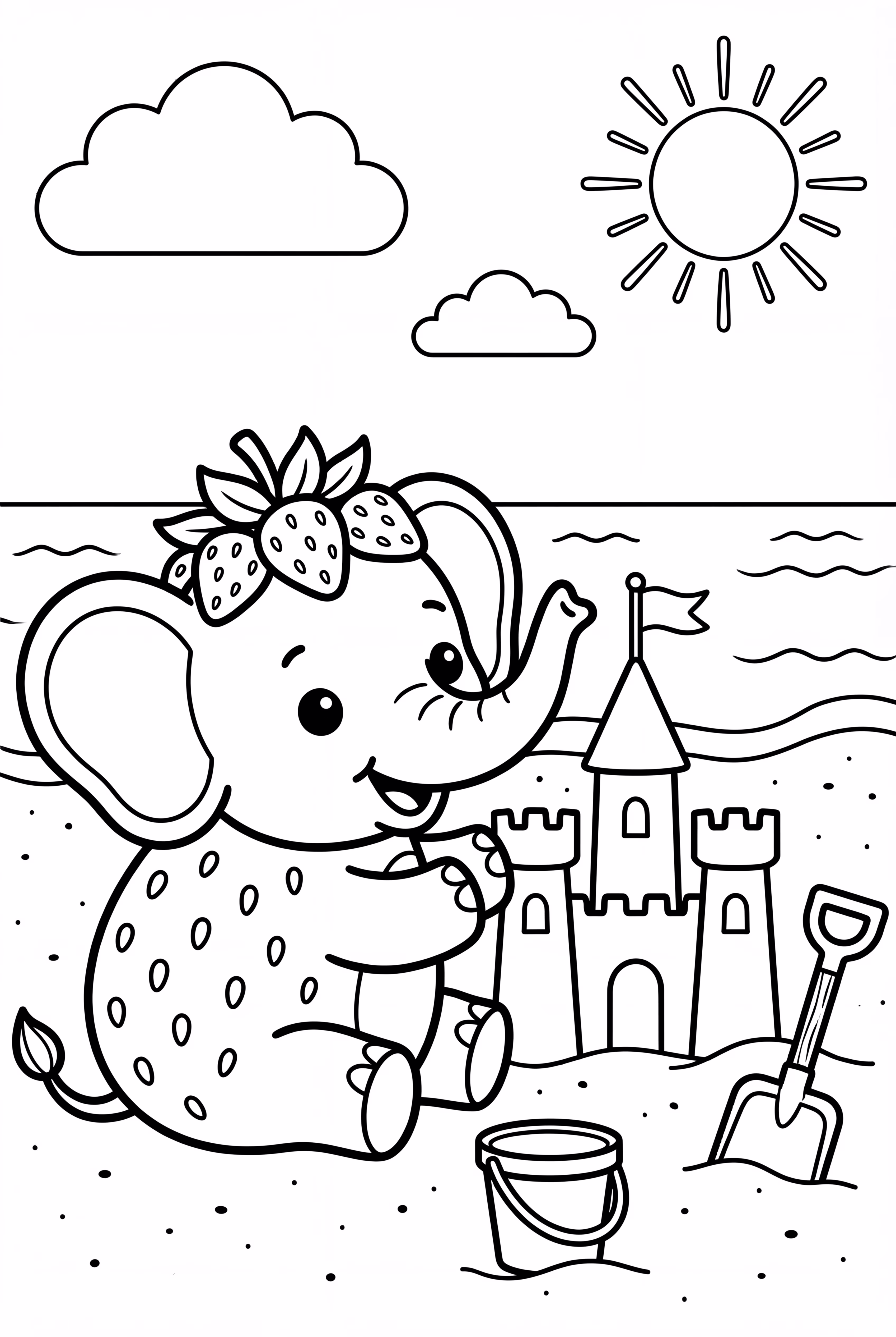 Strawberry Elephant Building A Sandcastle