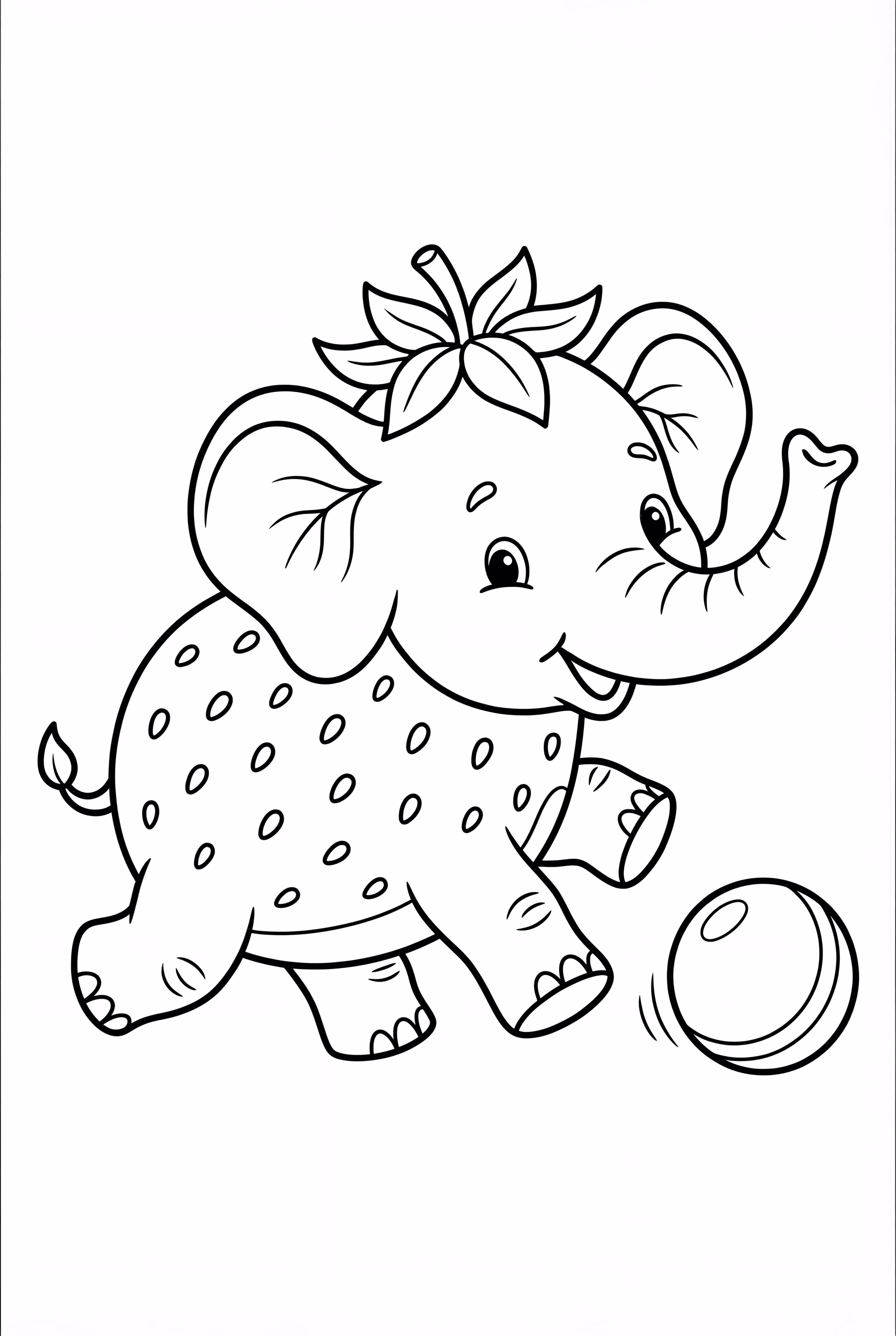 Strawberry Elephant Chasing A Ball