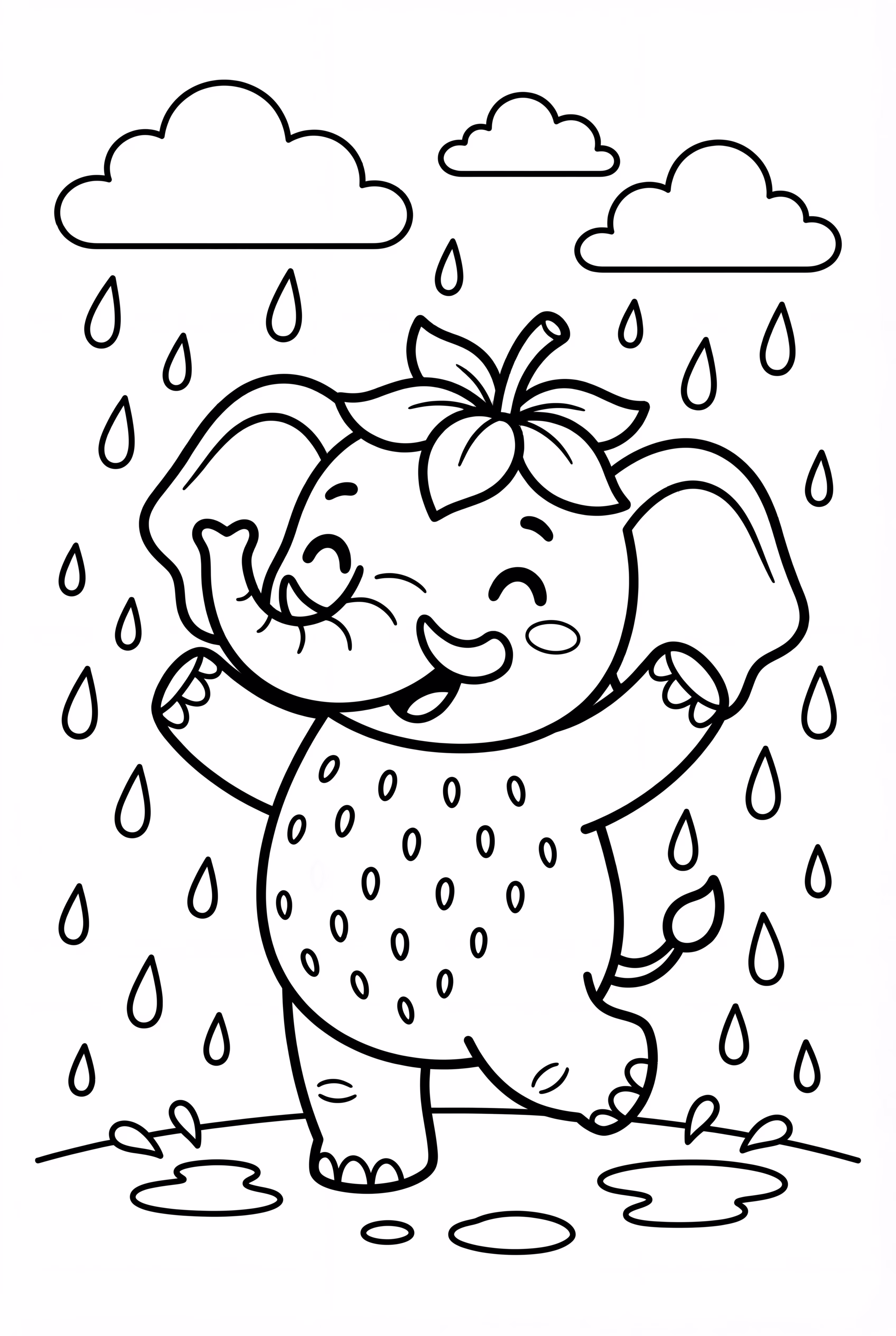 Strawberry Elephant Dancing In The Rain