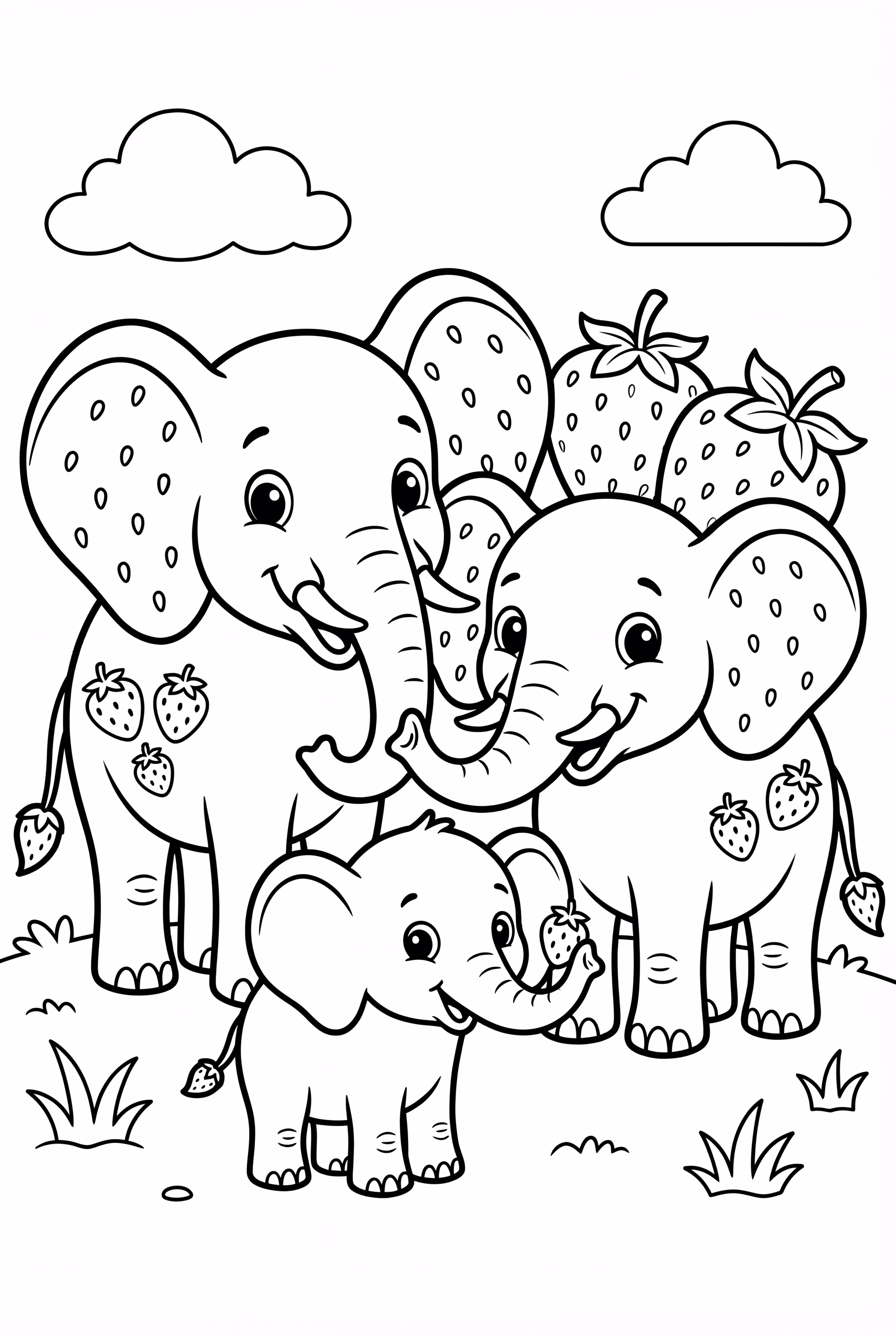 Retrato da Família de Elefantes Morango