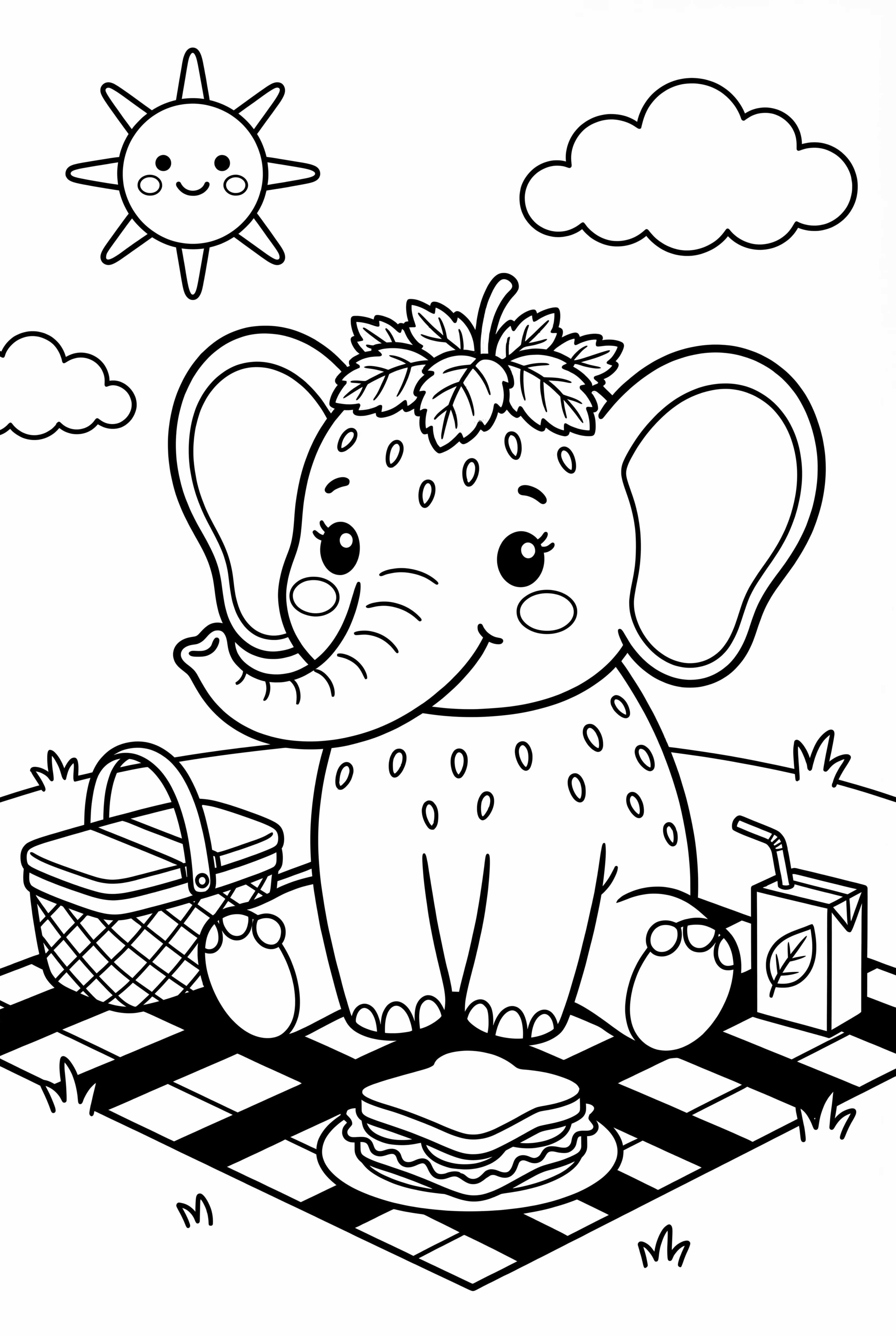 Strawberry Elephant Having A Picnic